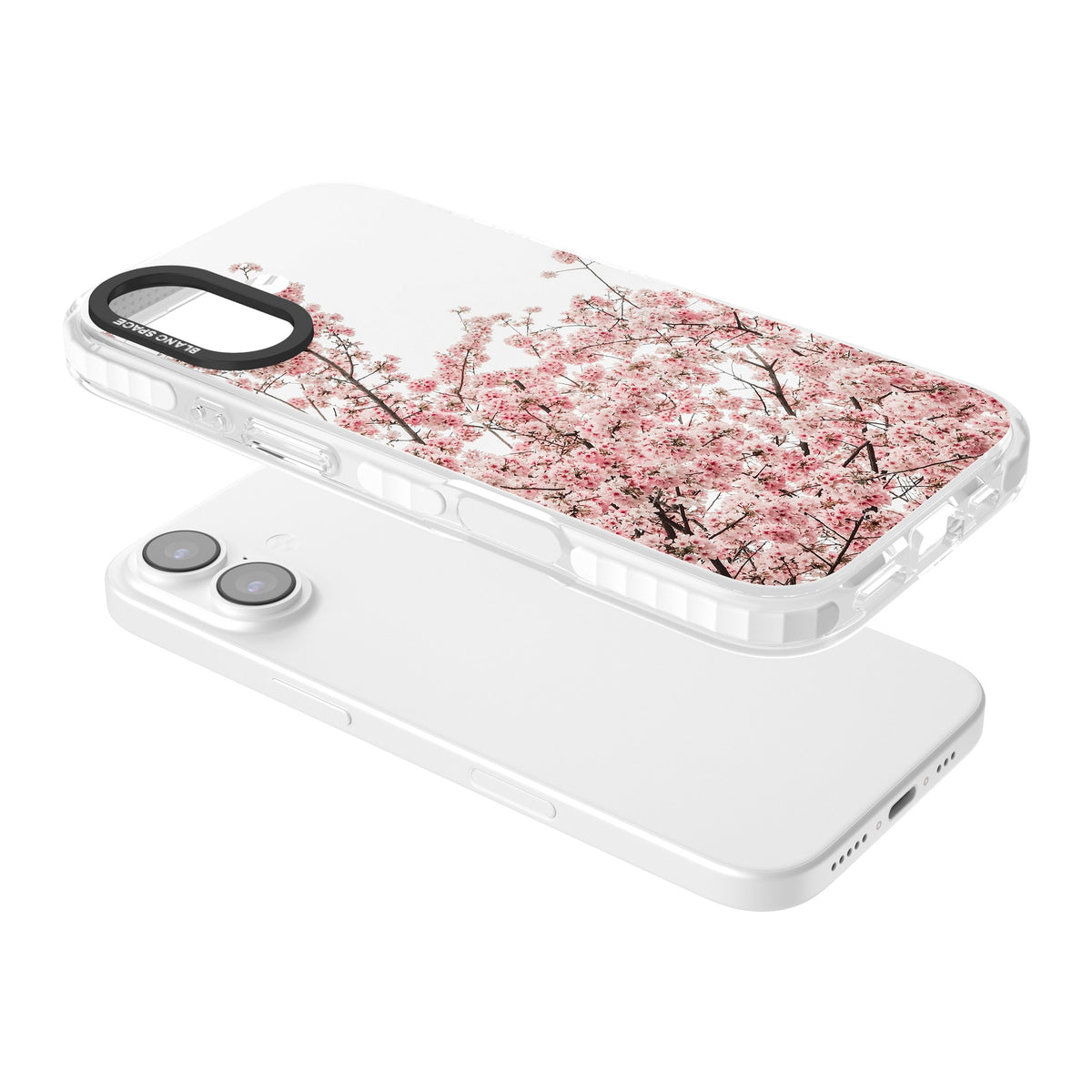 Cherry Blossom Bloom iPhone 16 / iPhone 16 Plus / iPhone 17 Impact Clear Phone Case angled