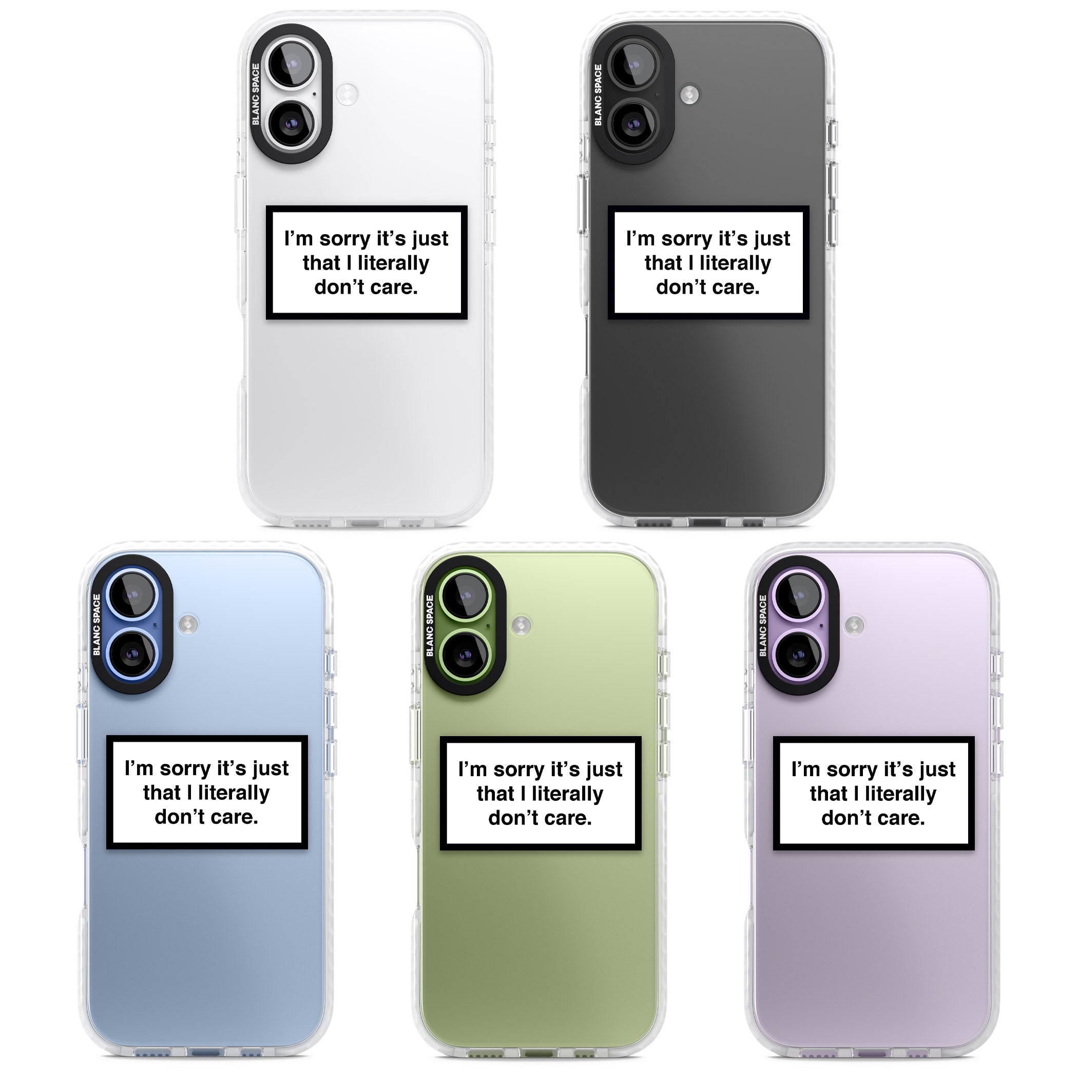 Literally Don'T Care iPhone 17 Impact Clear Phone Case APT Impact Protection