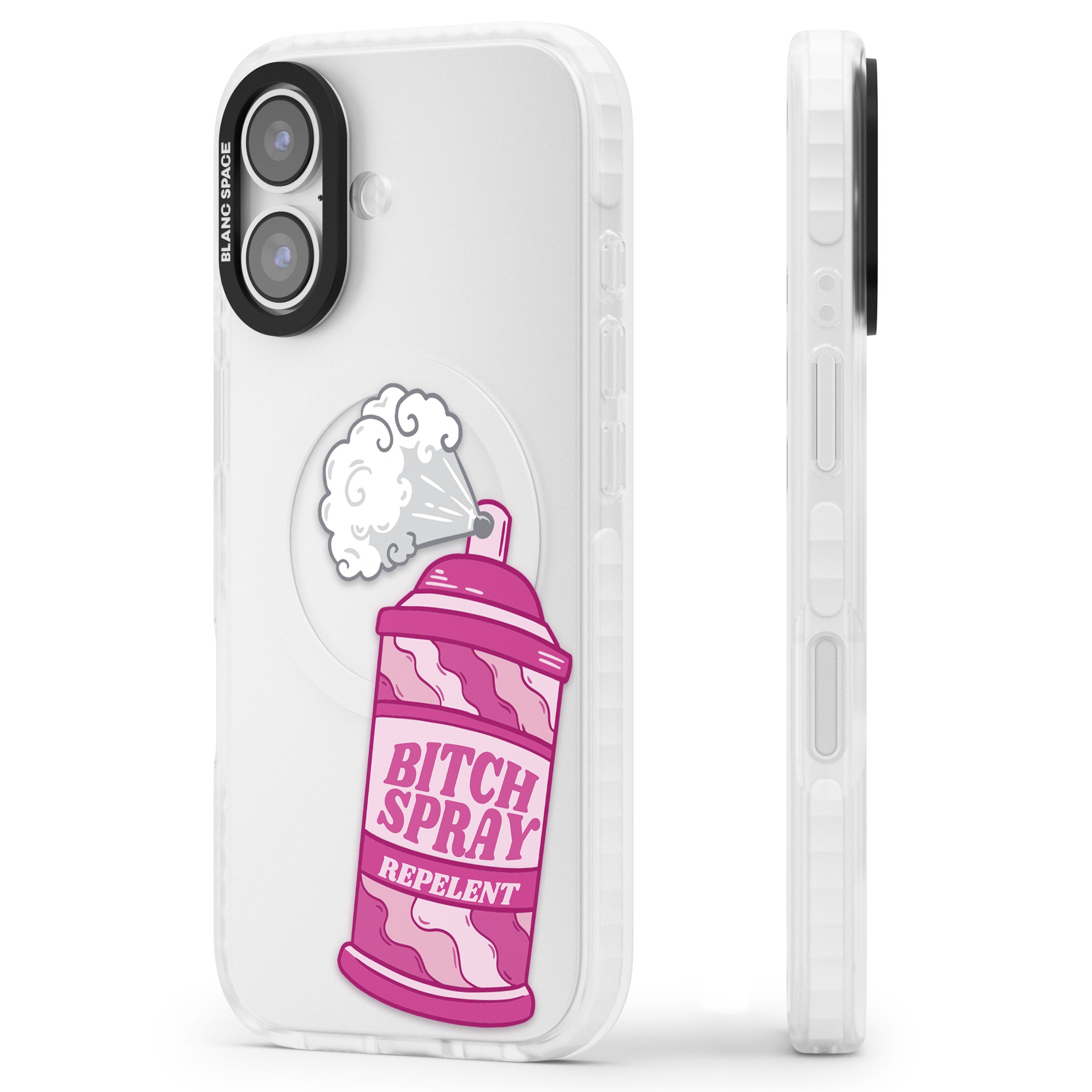 B*Tch Spray iPhone 17 Impact Clear Phone Case Side Profile