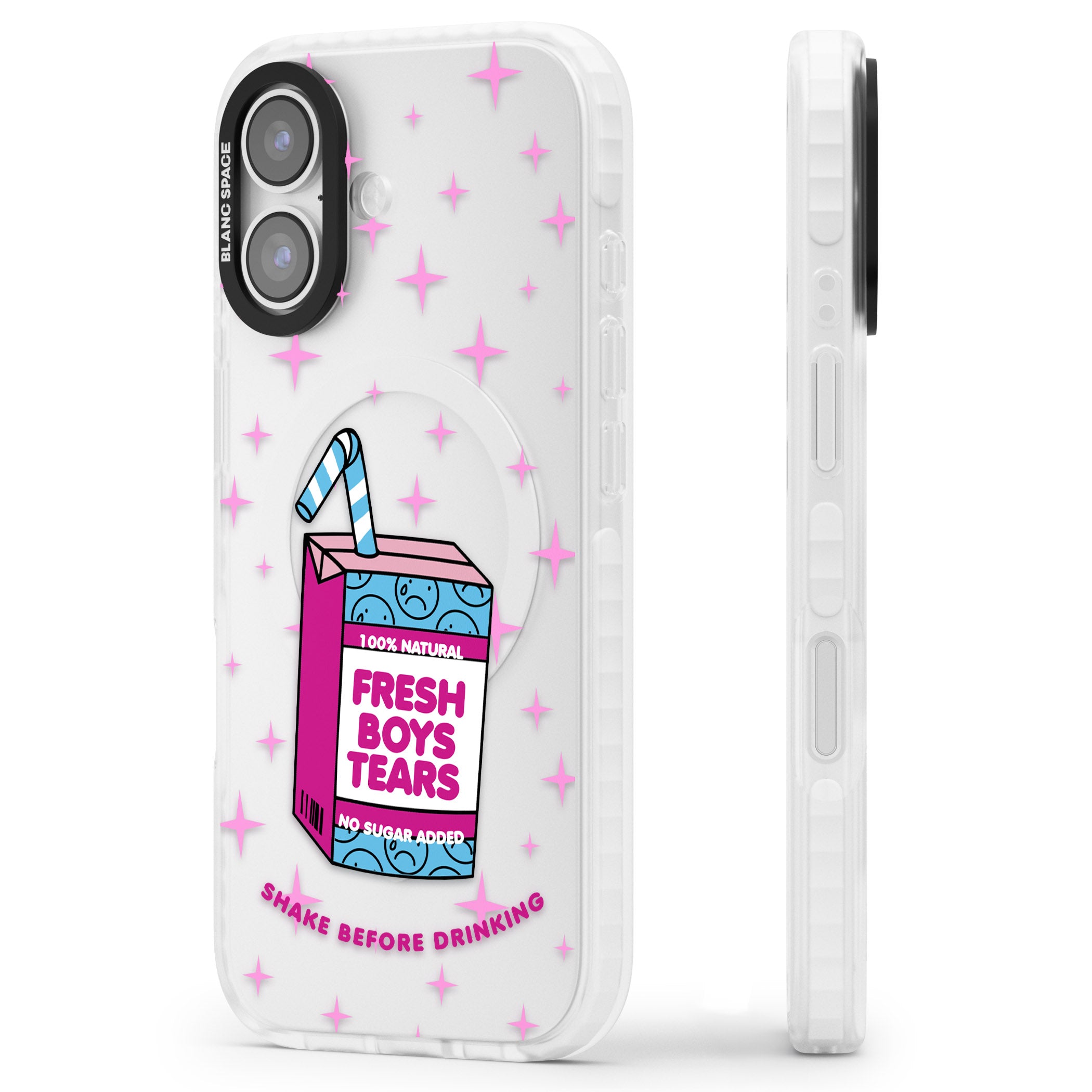 Boy Tears iPhone 17 Impact Clear Phone Case Side Profile