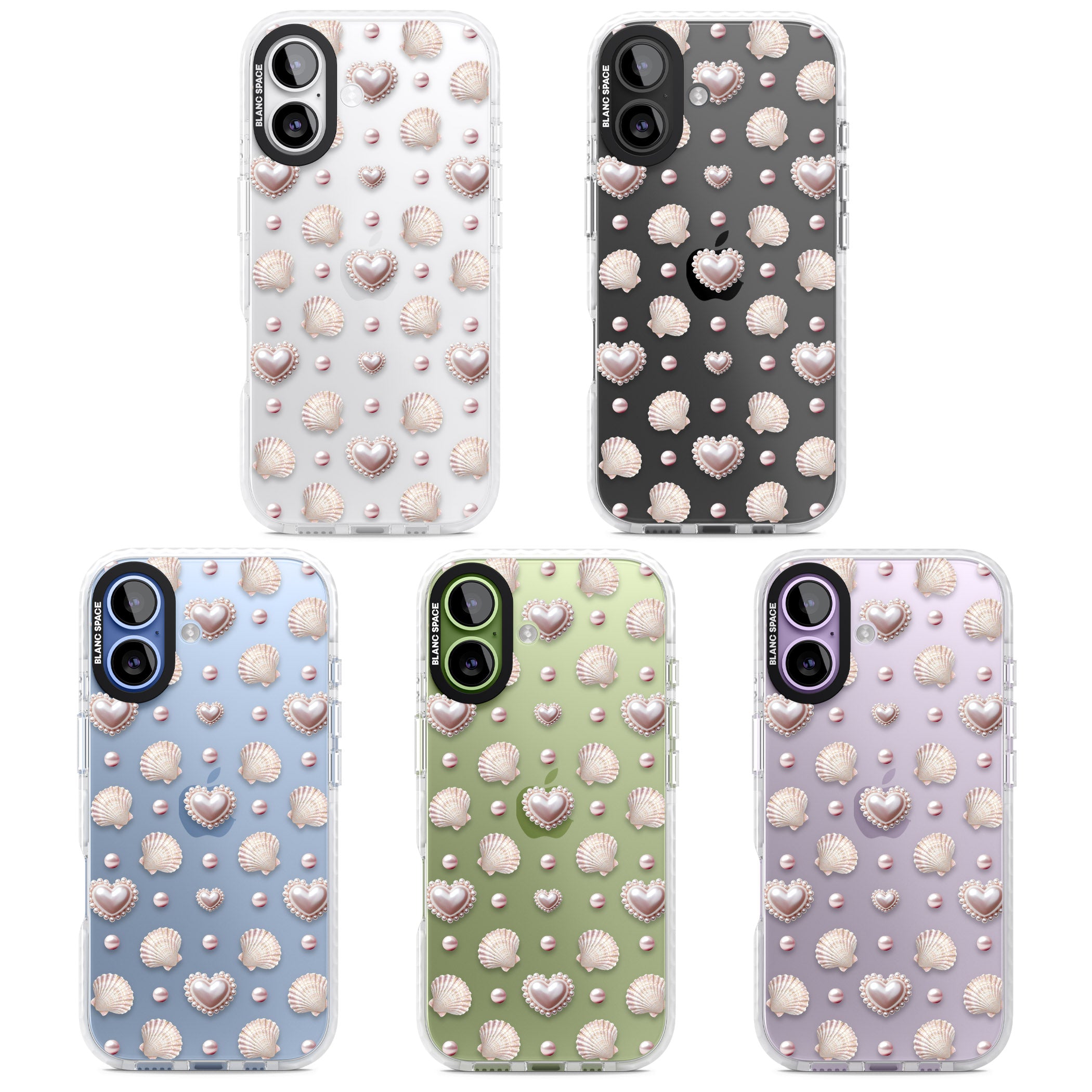 Pearl Hearts iPhone 17 Impact Clear Phone Case APT Impact Protection
