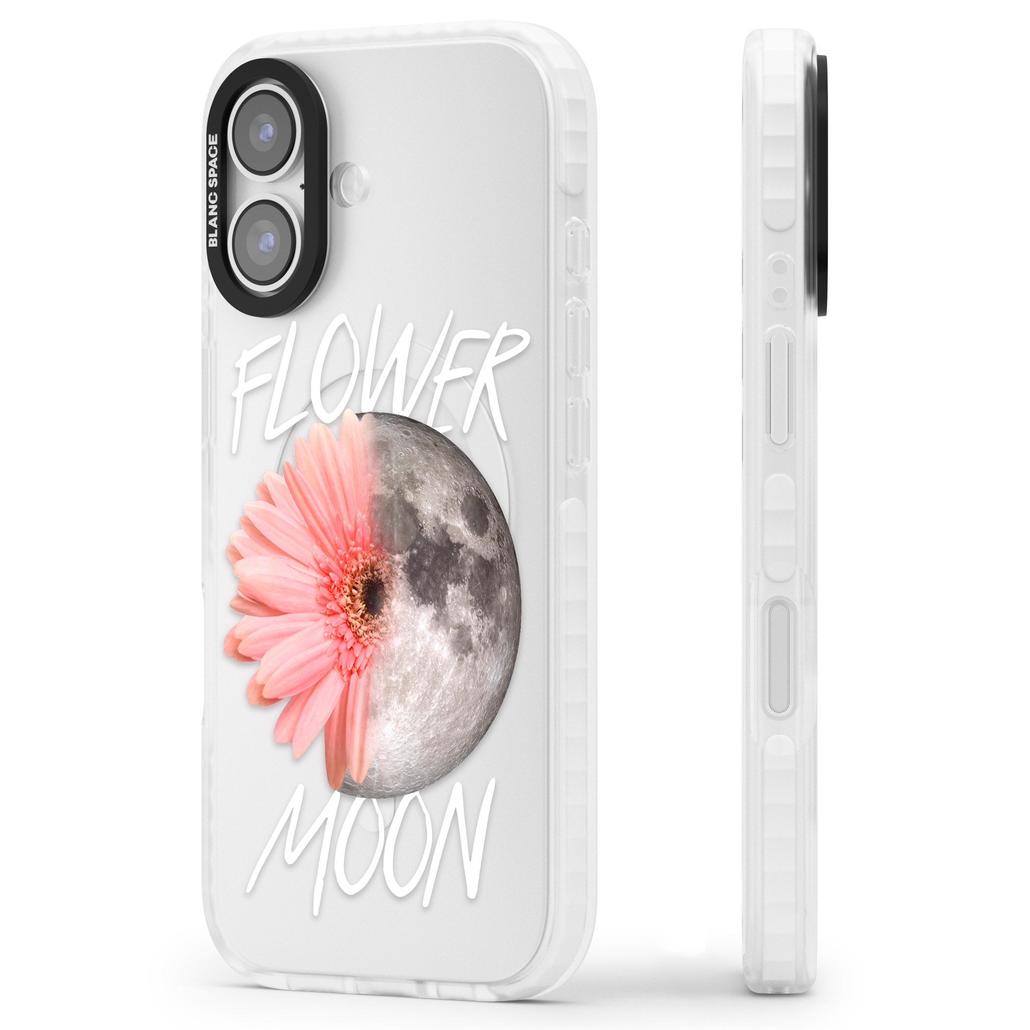 Flower Moon iPhone 17 Impact Clear Phone Case Side Profile