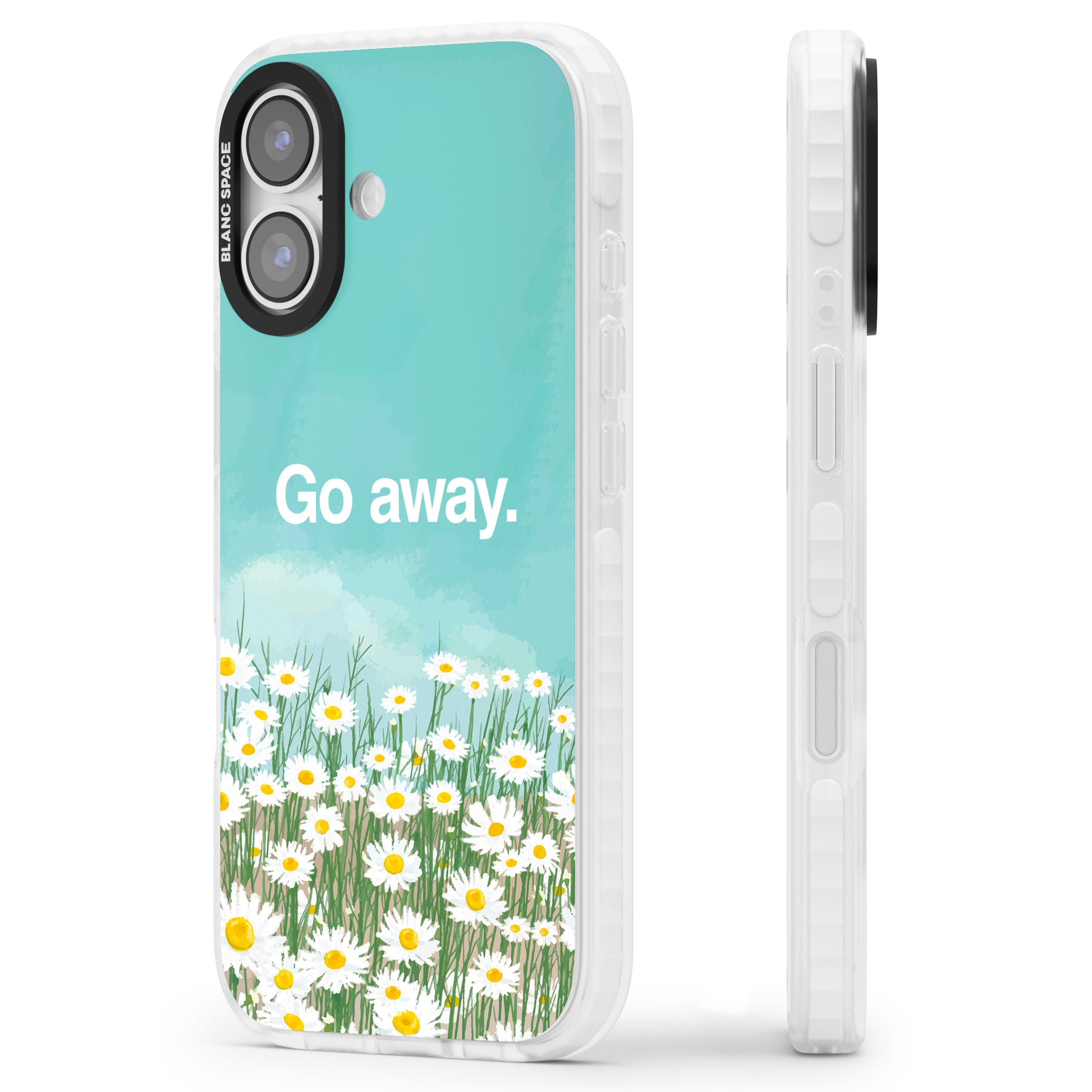 Go Away iPhone 17 Impact Clear Phone Case Side Profile