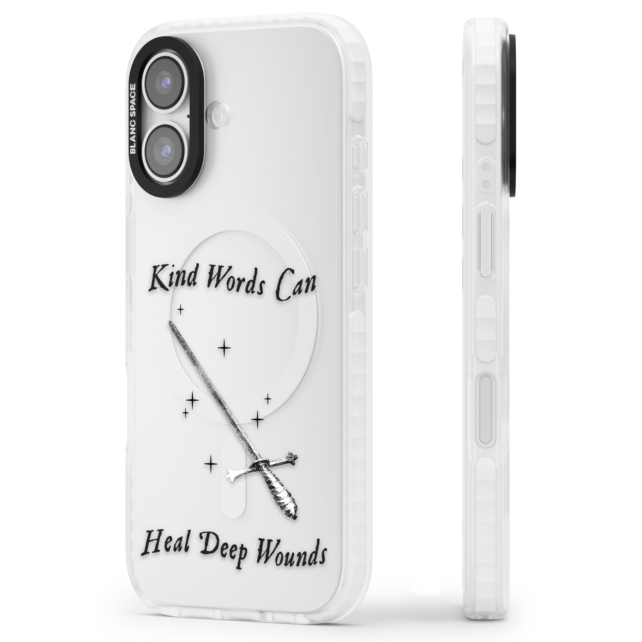 Kind Words Can Heal Deep Wounds iPhone 17 Impact Clear Phone Case Side Profile