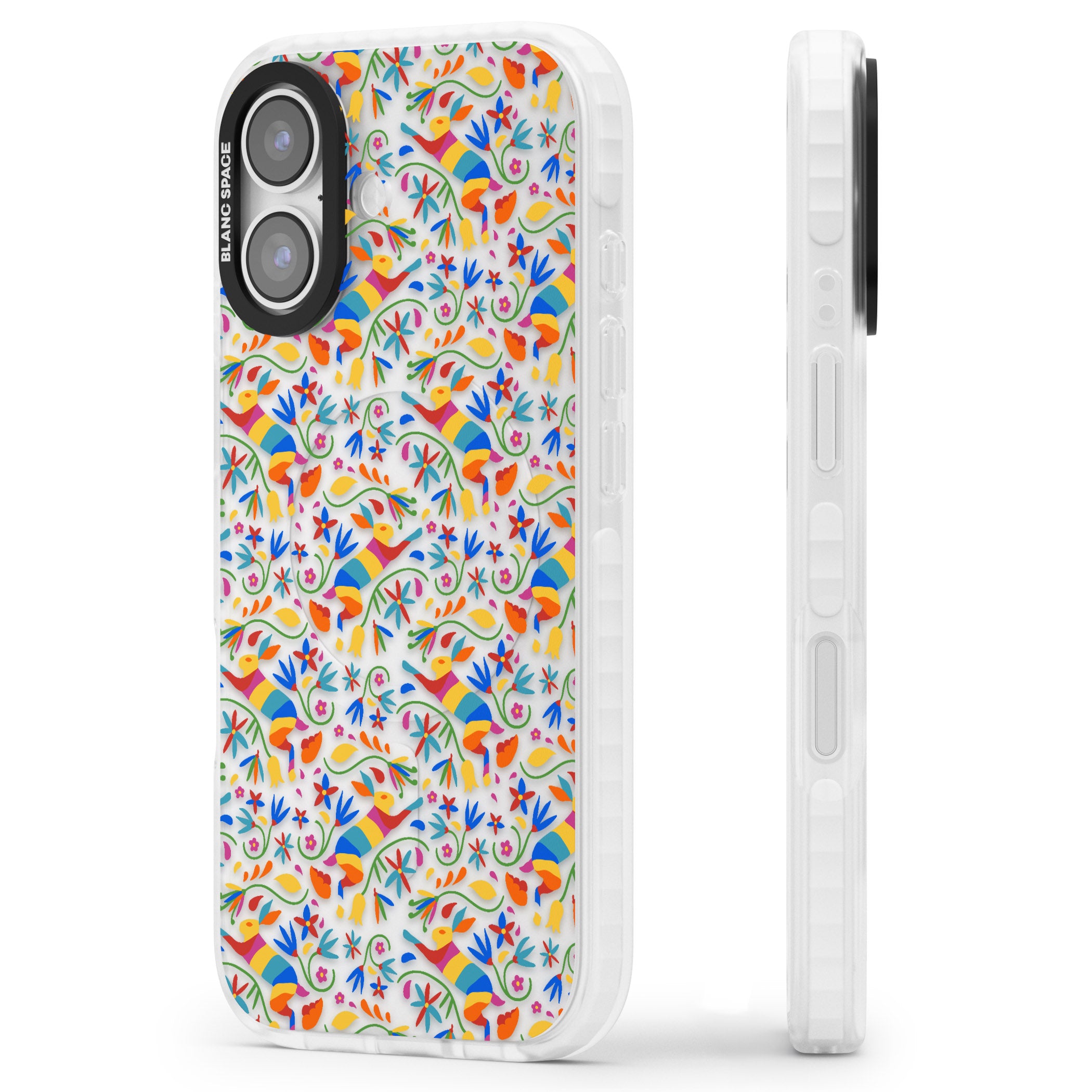 Vibrant Floral Mosaic iPhone 17 Impact Clear Phone Case Side Profile