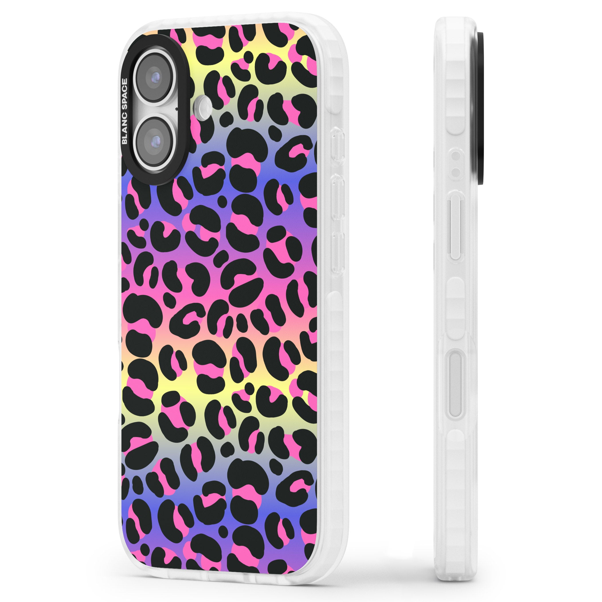 Rainbow Gradient Leopard iPhone 17 Impact Clear Phone Case Side Profile