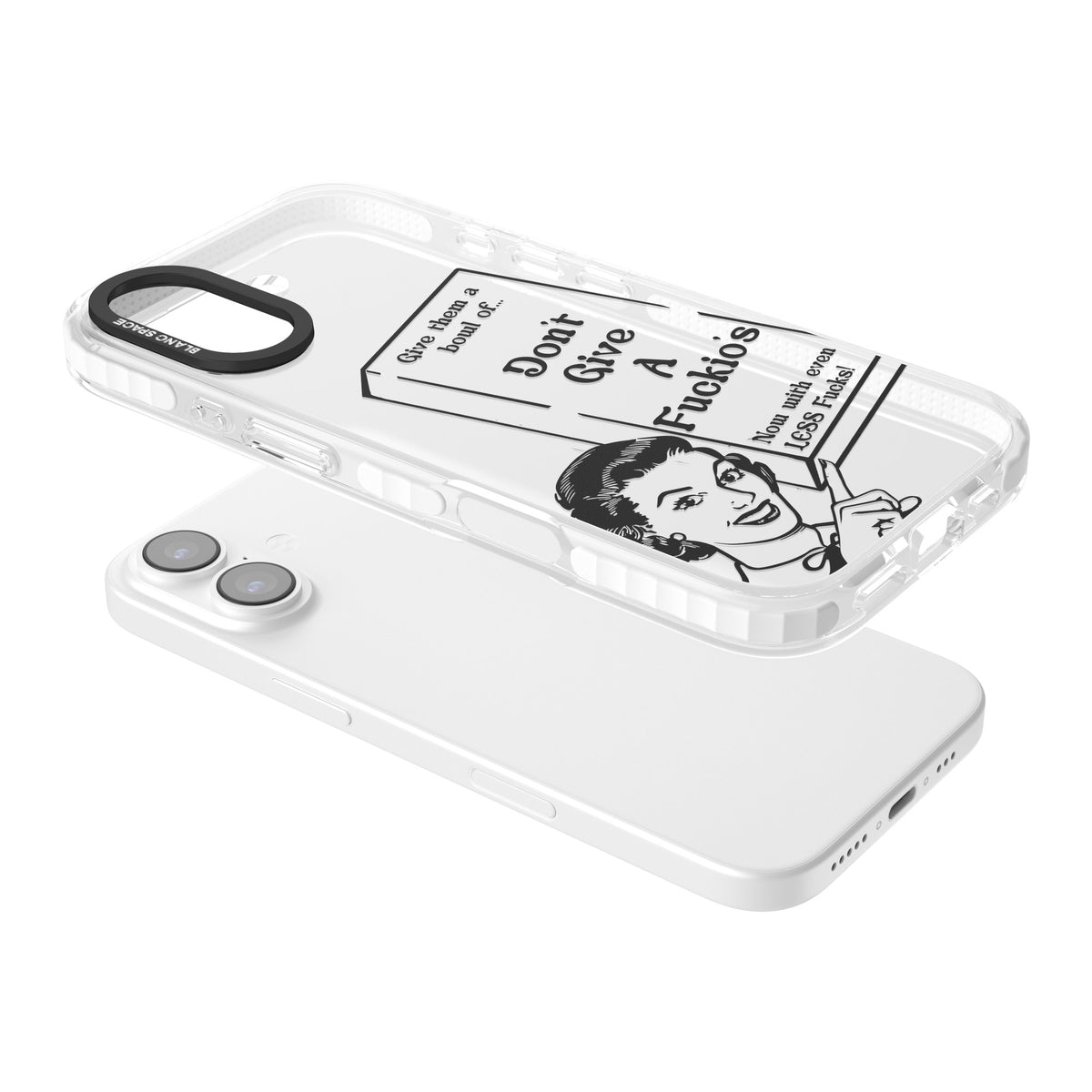 Dont Give A F Ckios Cereal iPhone 16 / iPhone 16 Plus / iPhone 17 Impact Clear Phone Case angled