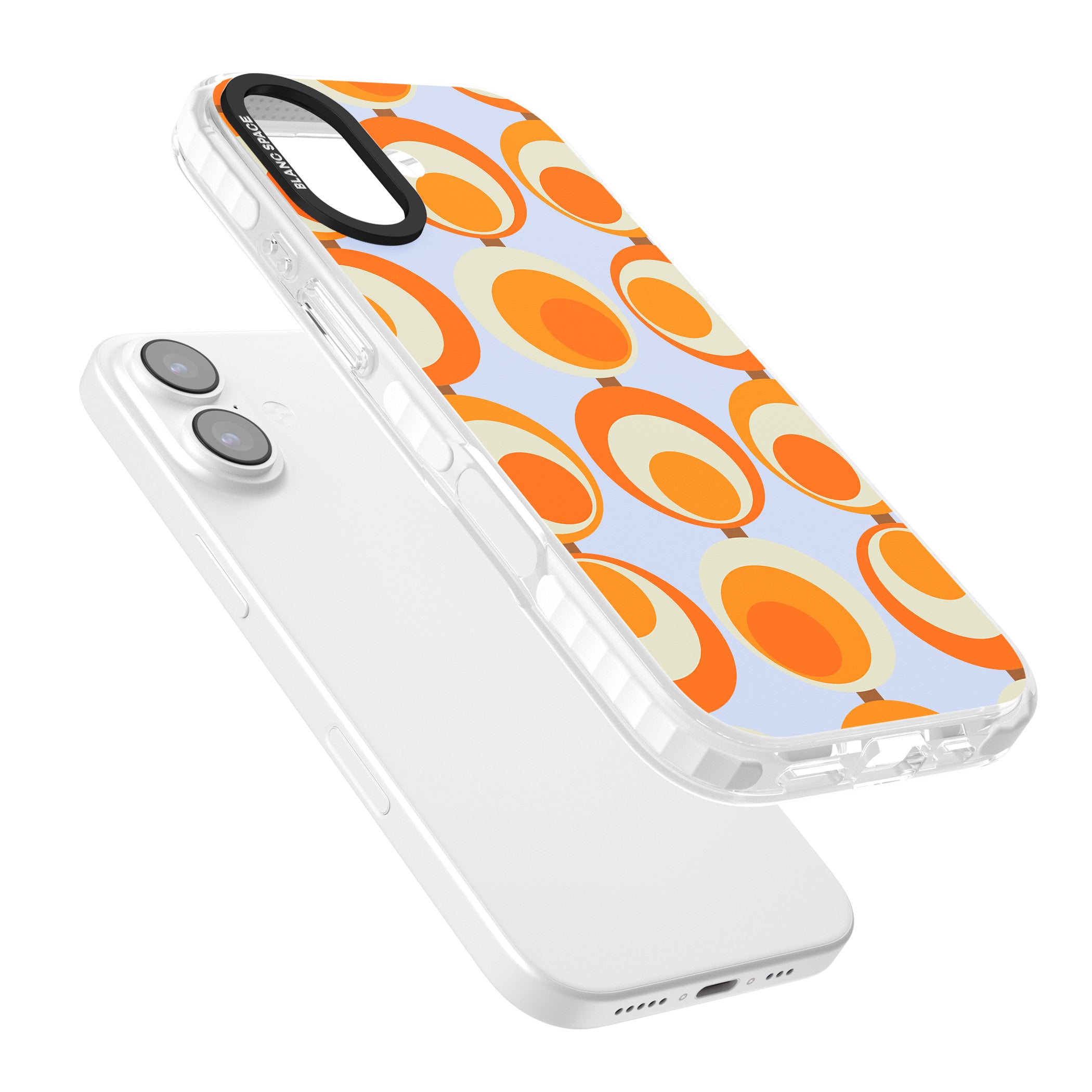 Mid Century Blue Orange Pattern iPhone 17 Impact Clear Phone Case Colours