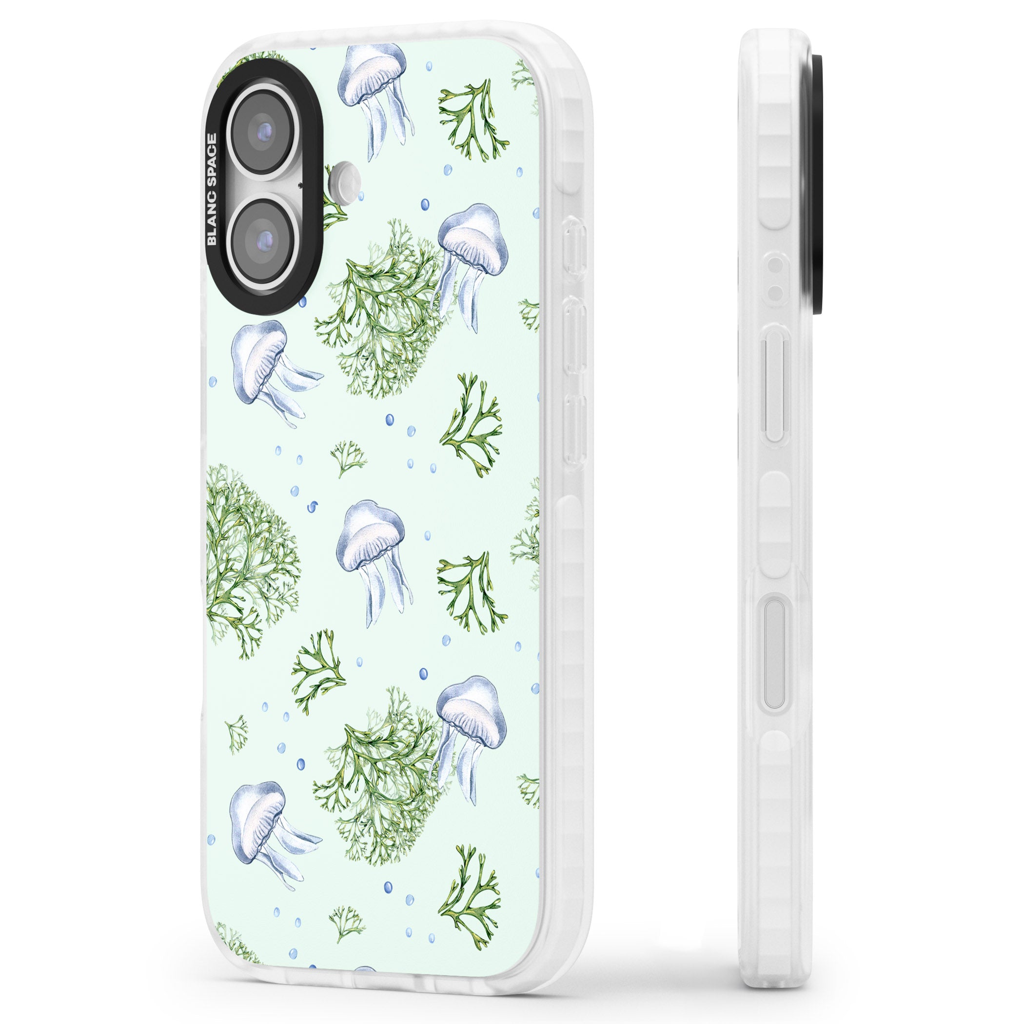 Jellyfish & Seaweed iPhone 17 Impact Clear Phone Case Side Profile