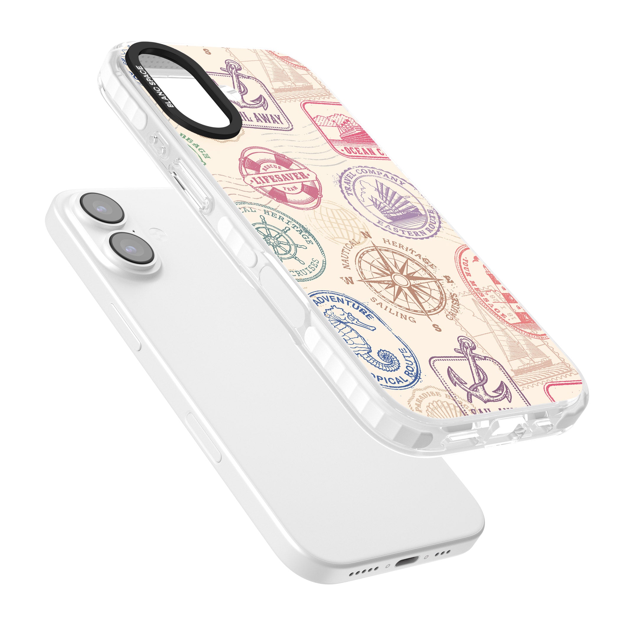 Nautical Stamps iPhone 17 Impact Clear Phone Case Colours