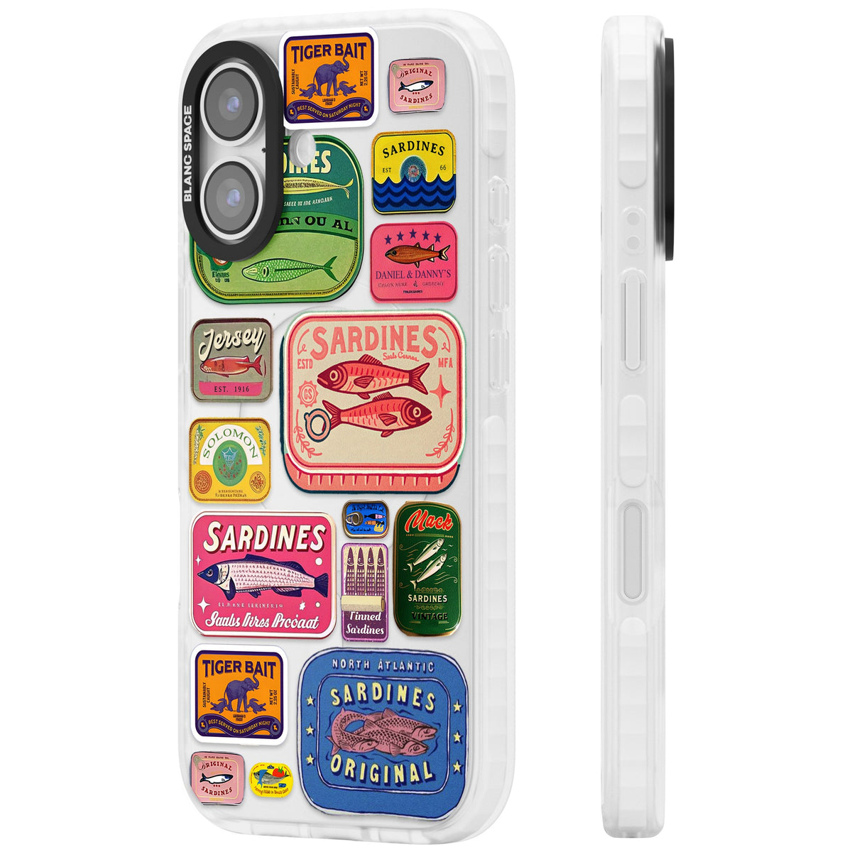 Coastal Sardines iPhone 16 / iPhone 16 Plus / iPhone 17 Impact Clear Phone Case side