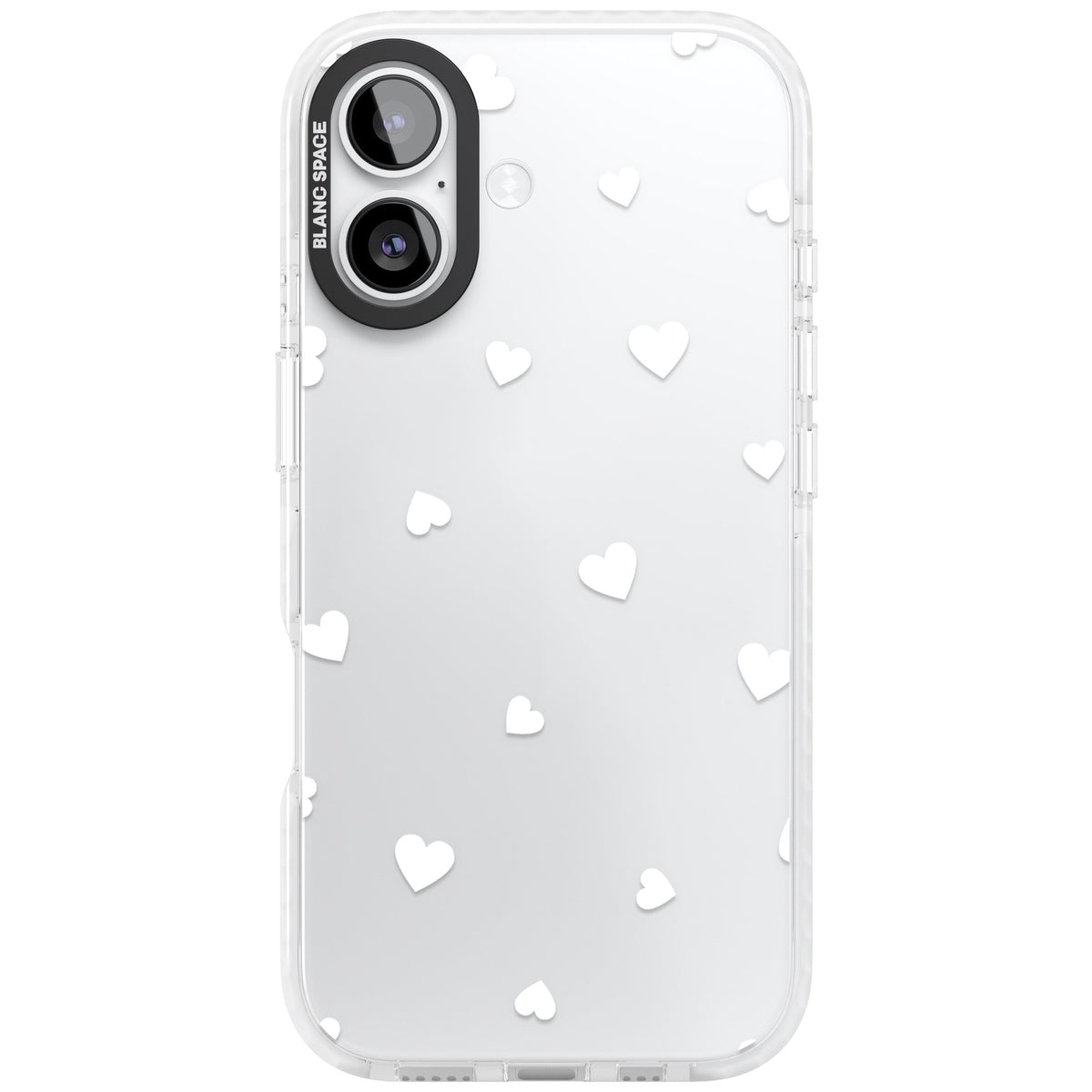 White Hearts iPhone 16 / iPhone 16 Plus / iPhone 17 Impact Clear Phone Case front