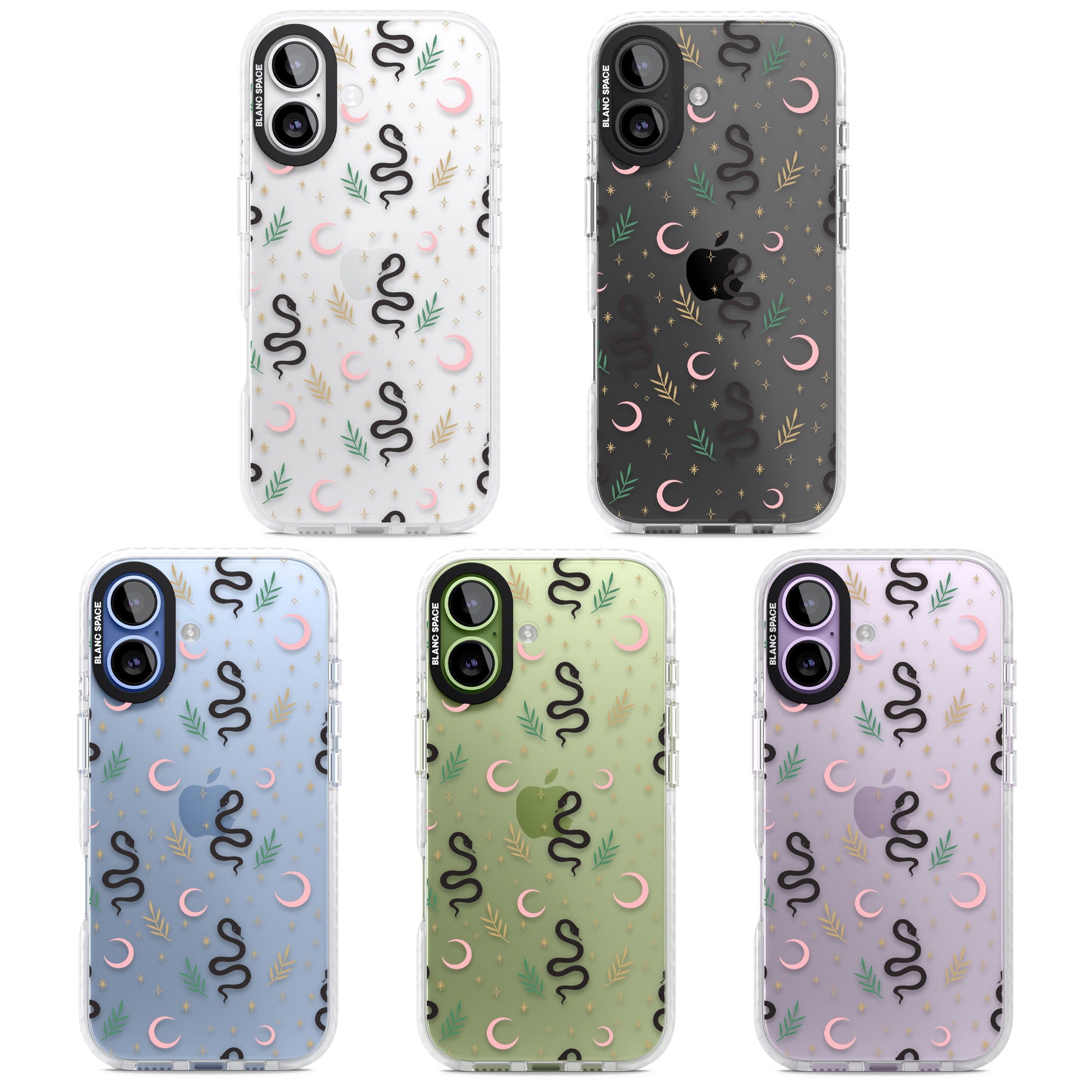 Snake & Moon Pattern iPhone 17 Impact Clear Phone Case APT Impact Protection