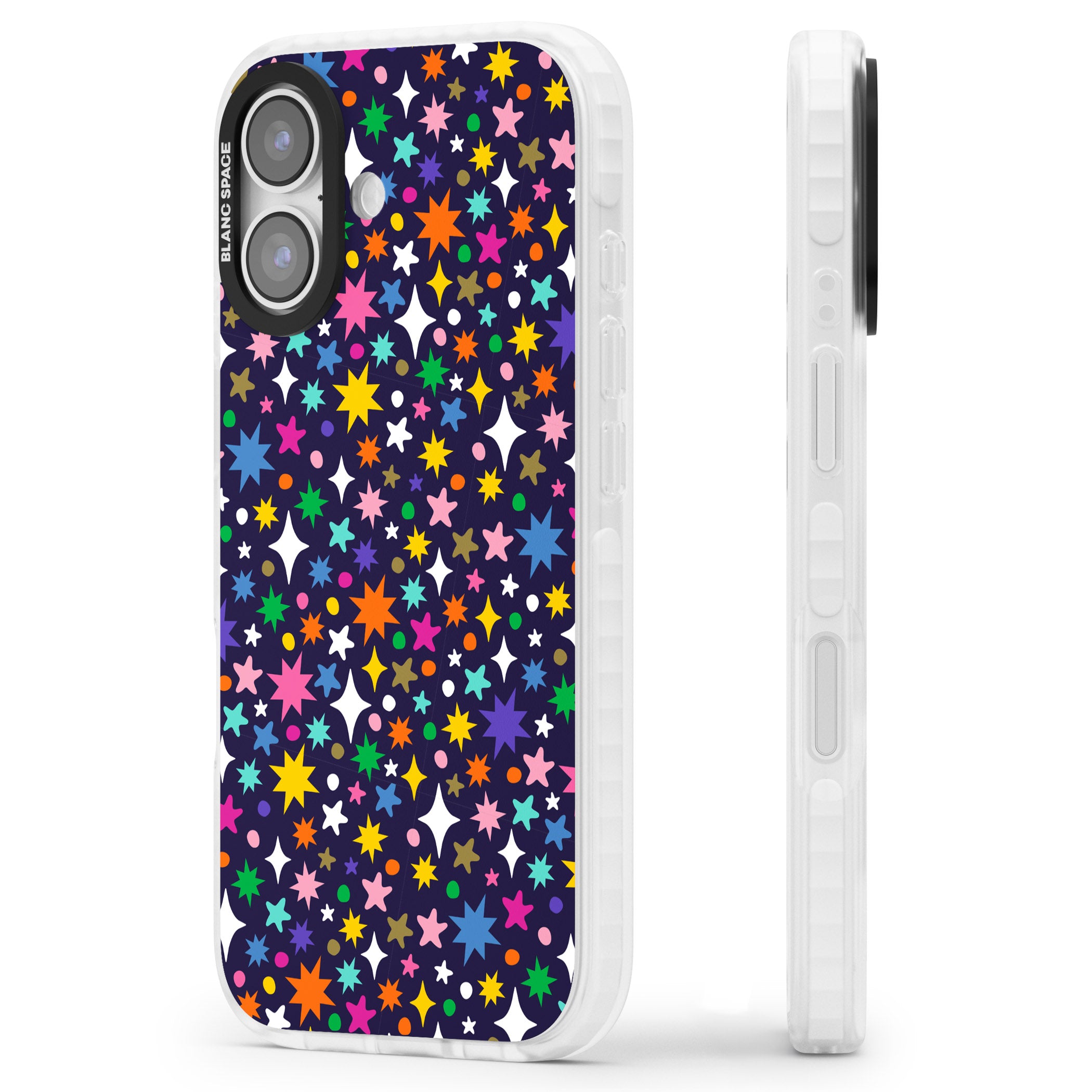 Rainbow Starburst (Purple) iPhone 17 Impact Clear Phone Case Side Profile