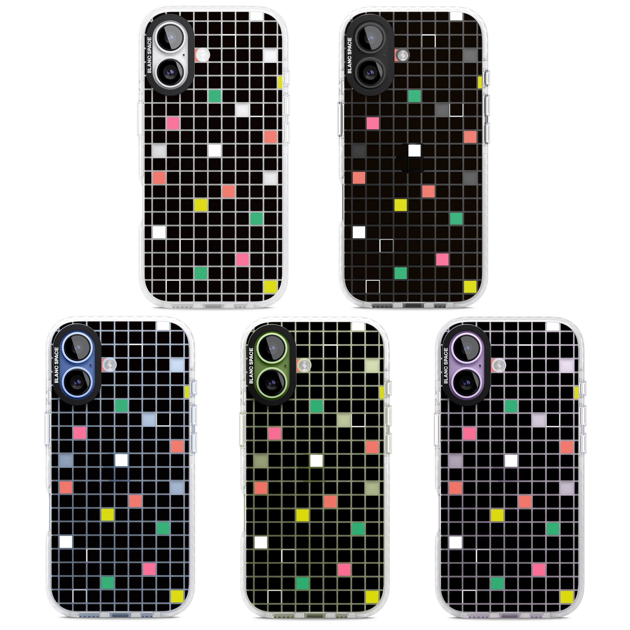 Vibrant Black Geometric Grid iPhone 17 Impact Clear Phone Case APT Impact Protection