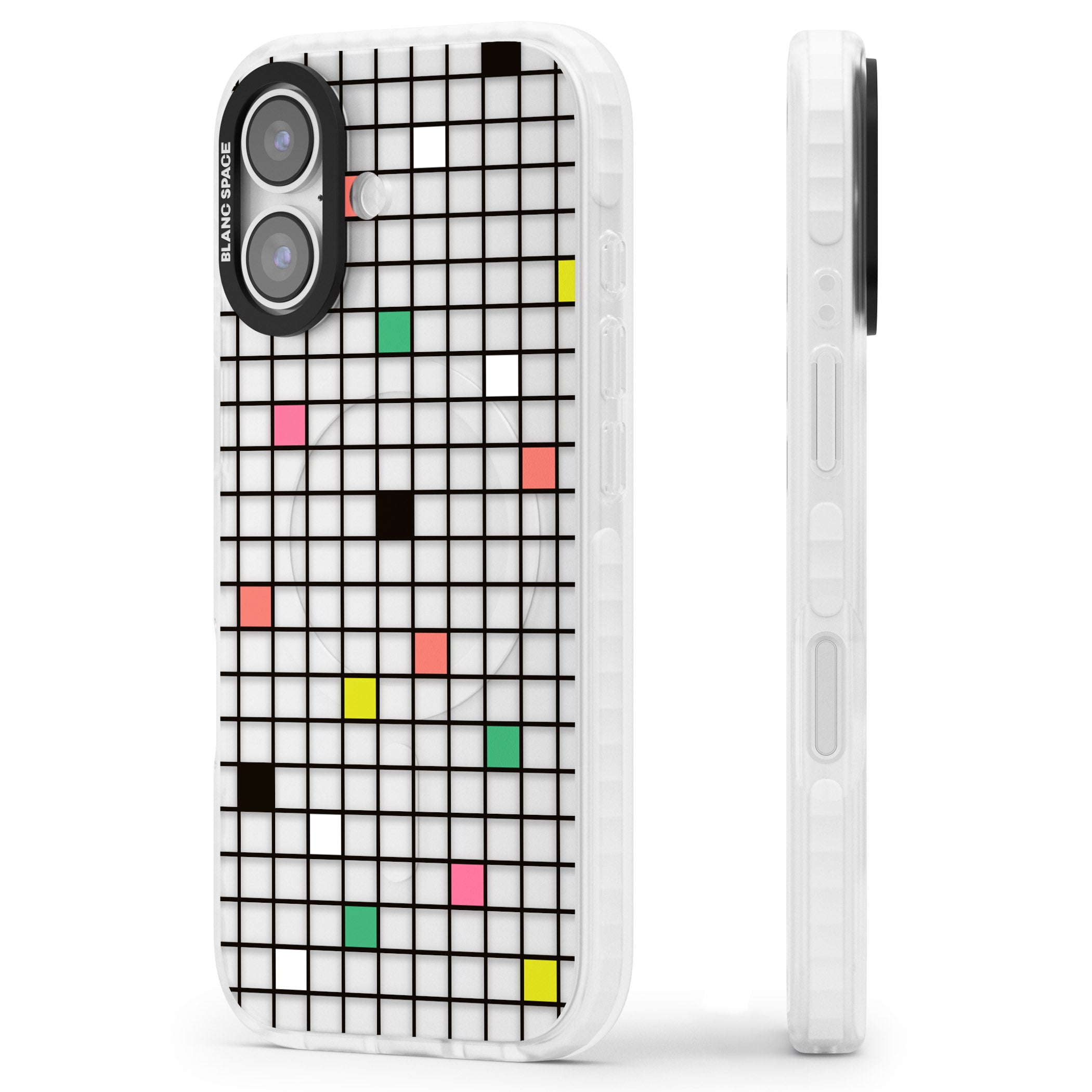 Vibrant Clear Geometric Grid iPhone 17 Impact Clear Phone Case Side Profile