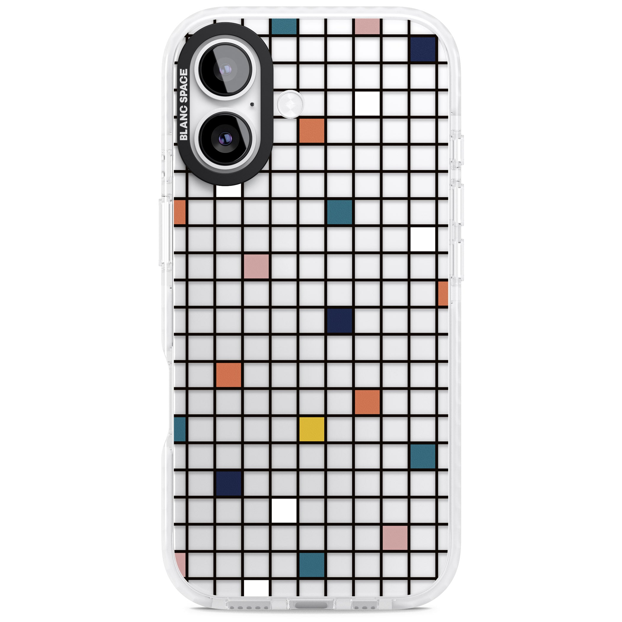Earthtone Clear Geometric Grid iPhone 17 Impact Clear Phone Case
