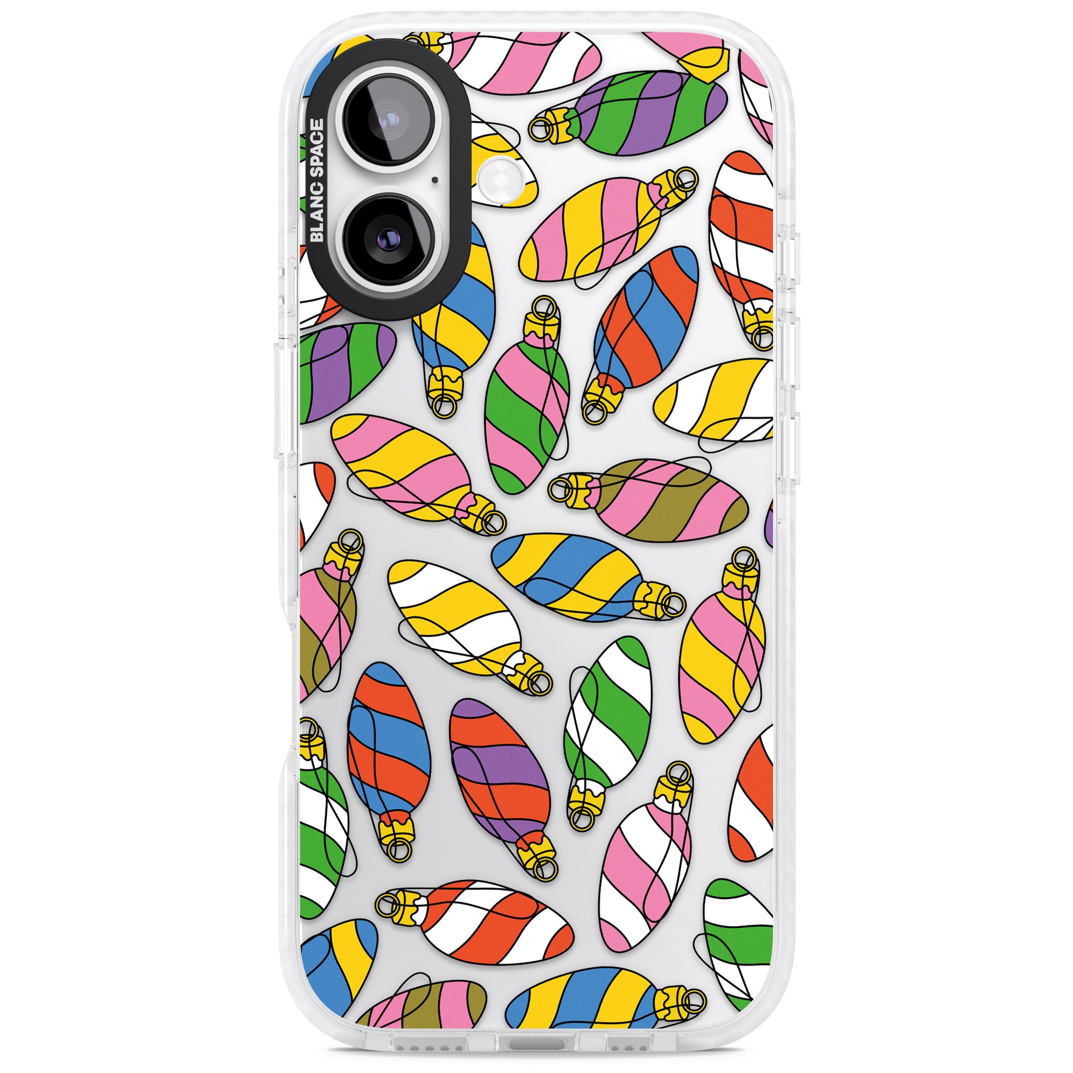 Colourful Holiday Ornaments iPhone 17 Impact Clear Phone Case