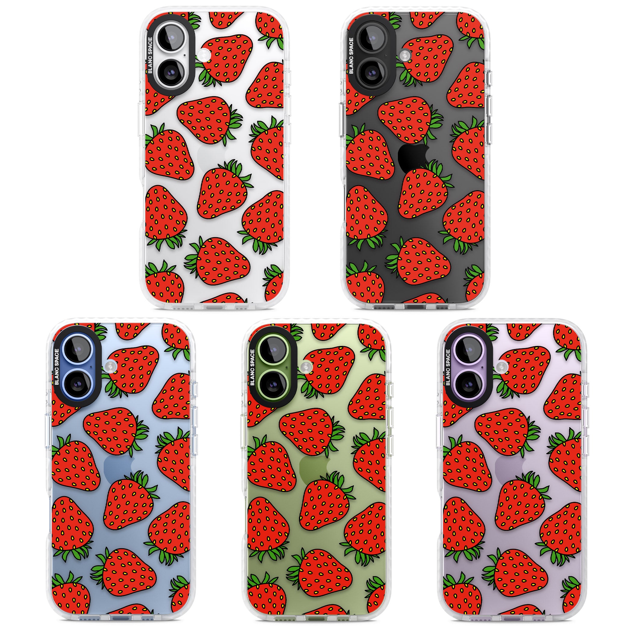 Strawberry Pattern iPhone 17 Impact Clear Phone Case APT Impact Protection
