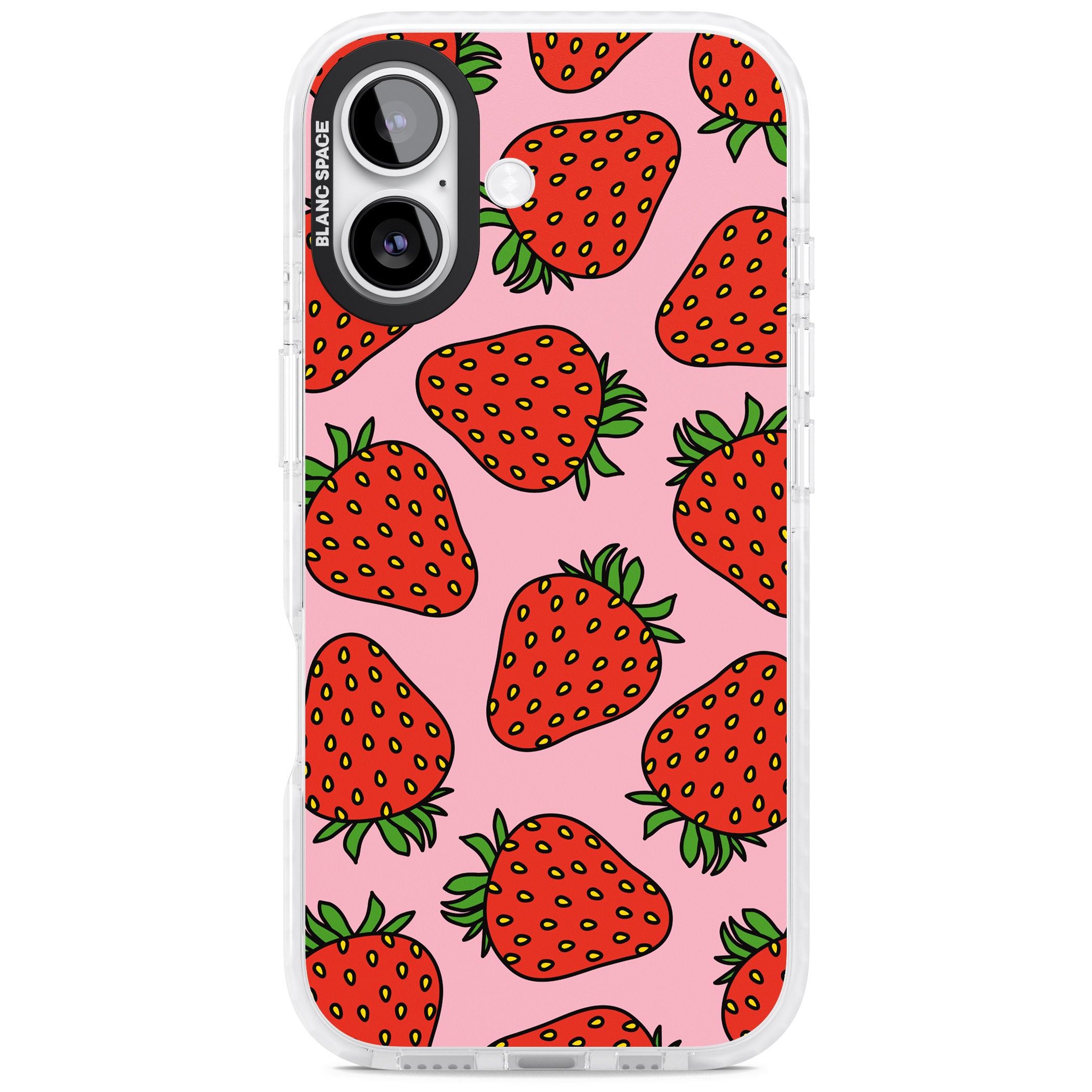 Strawberry Pattern (Pink) iPhone 17 Impact Clear Phone Case