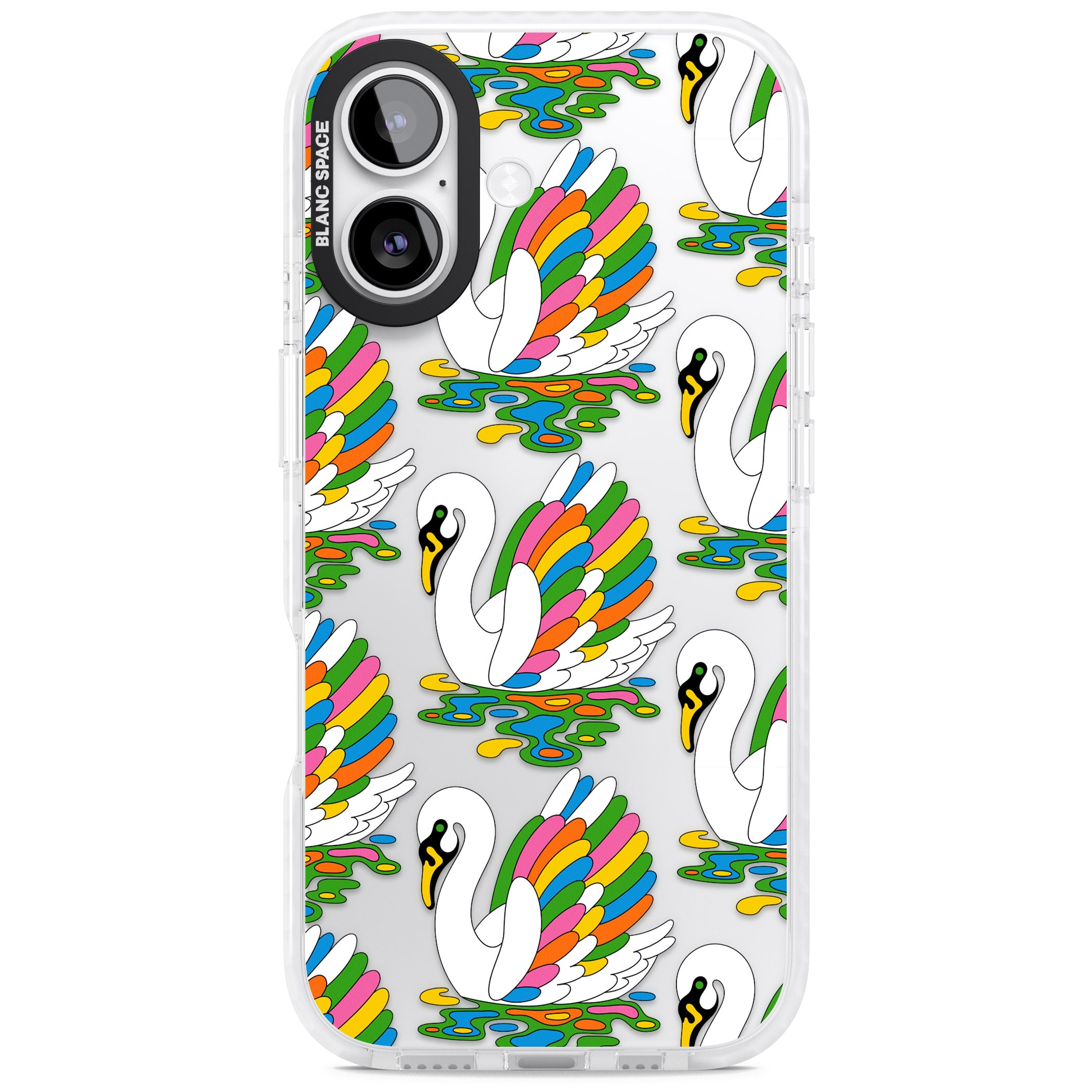 Colourful Swan Pattern iPhone 17 Impact Clear Phone Case