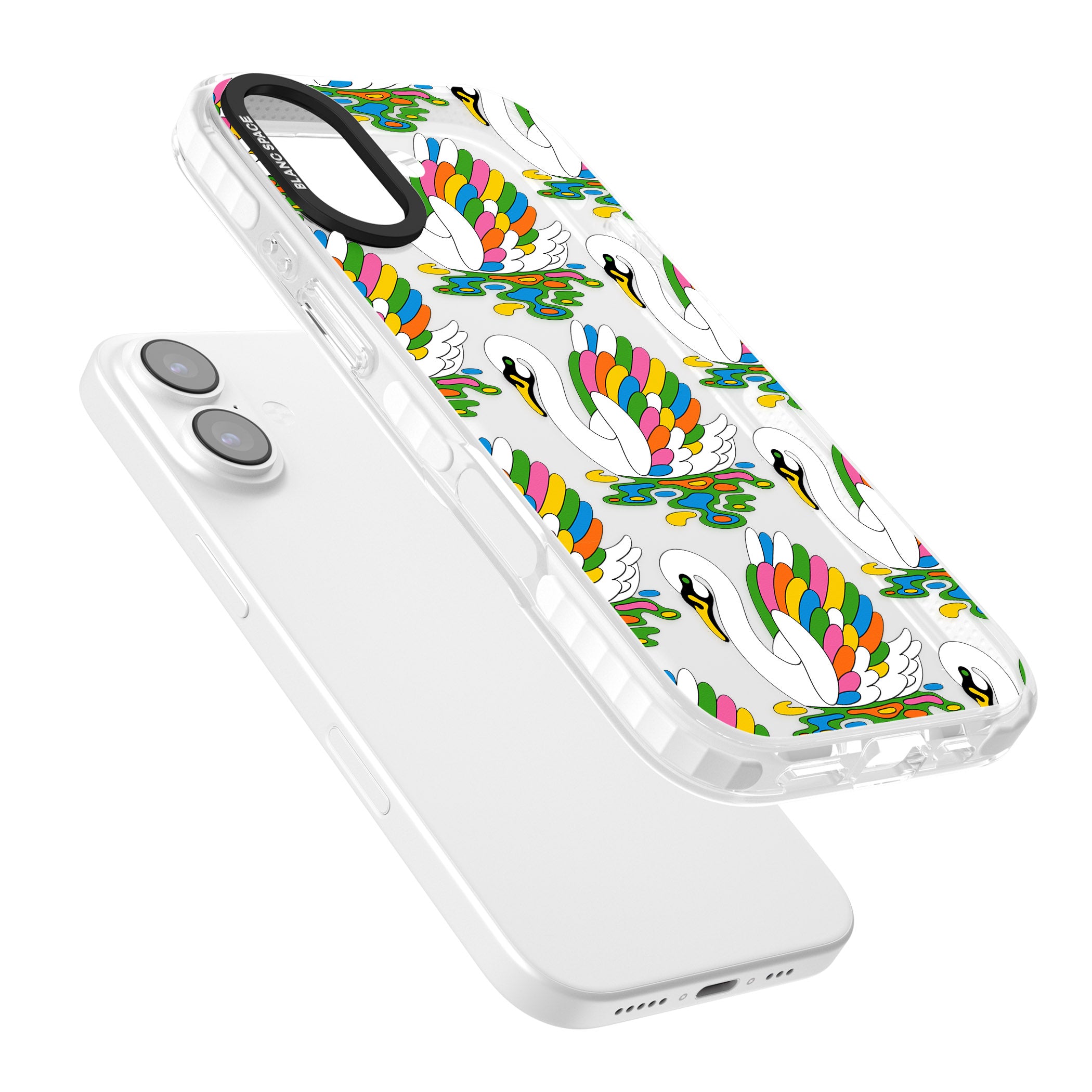 Colourful Swan Pattern iPhone 17 Impact Clear Phone Case Colours
