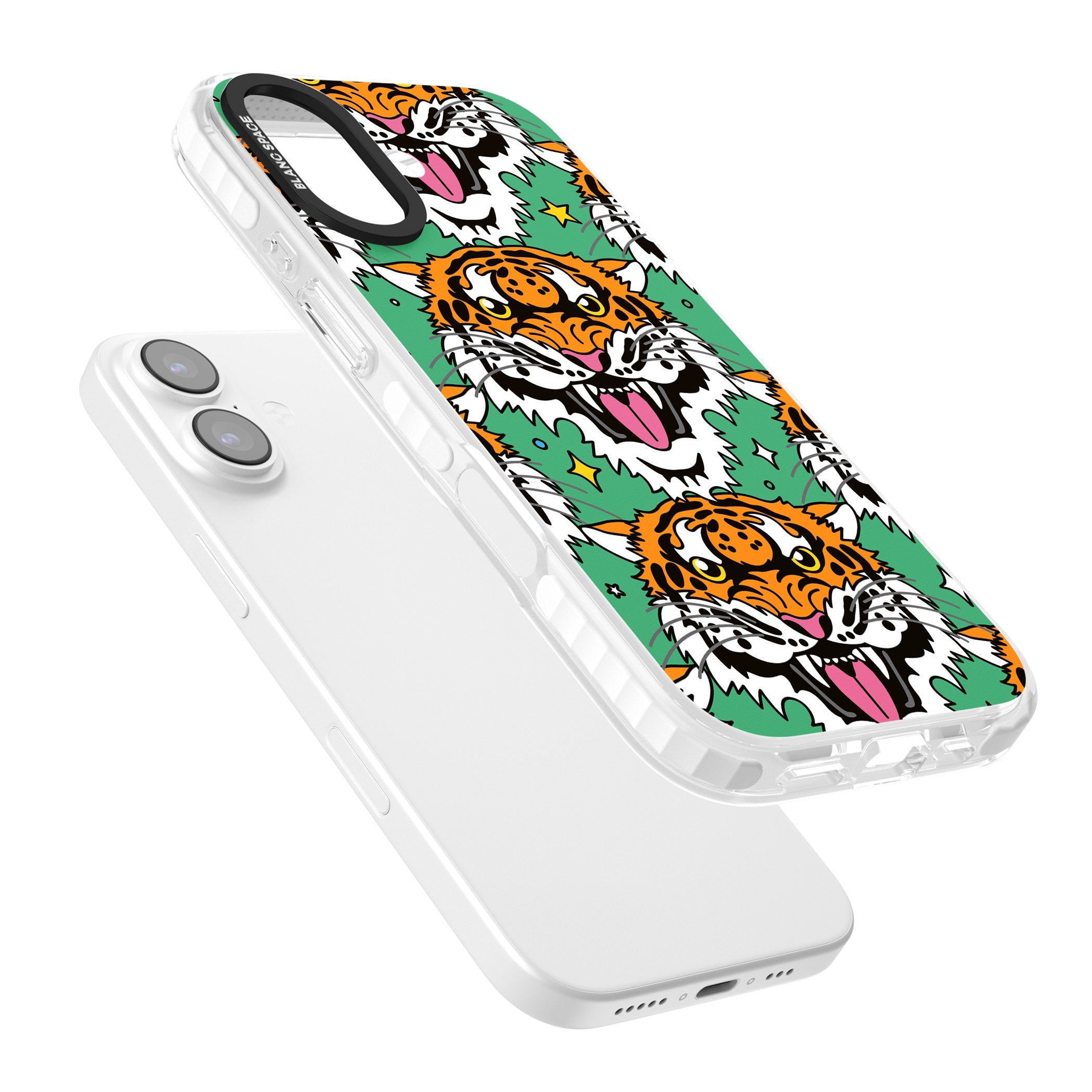 Fierce Jungle Tigers (Green) iPhone 17 Impact Clear Phone Case Colours
