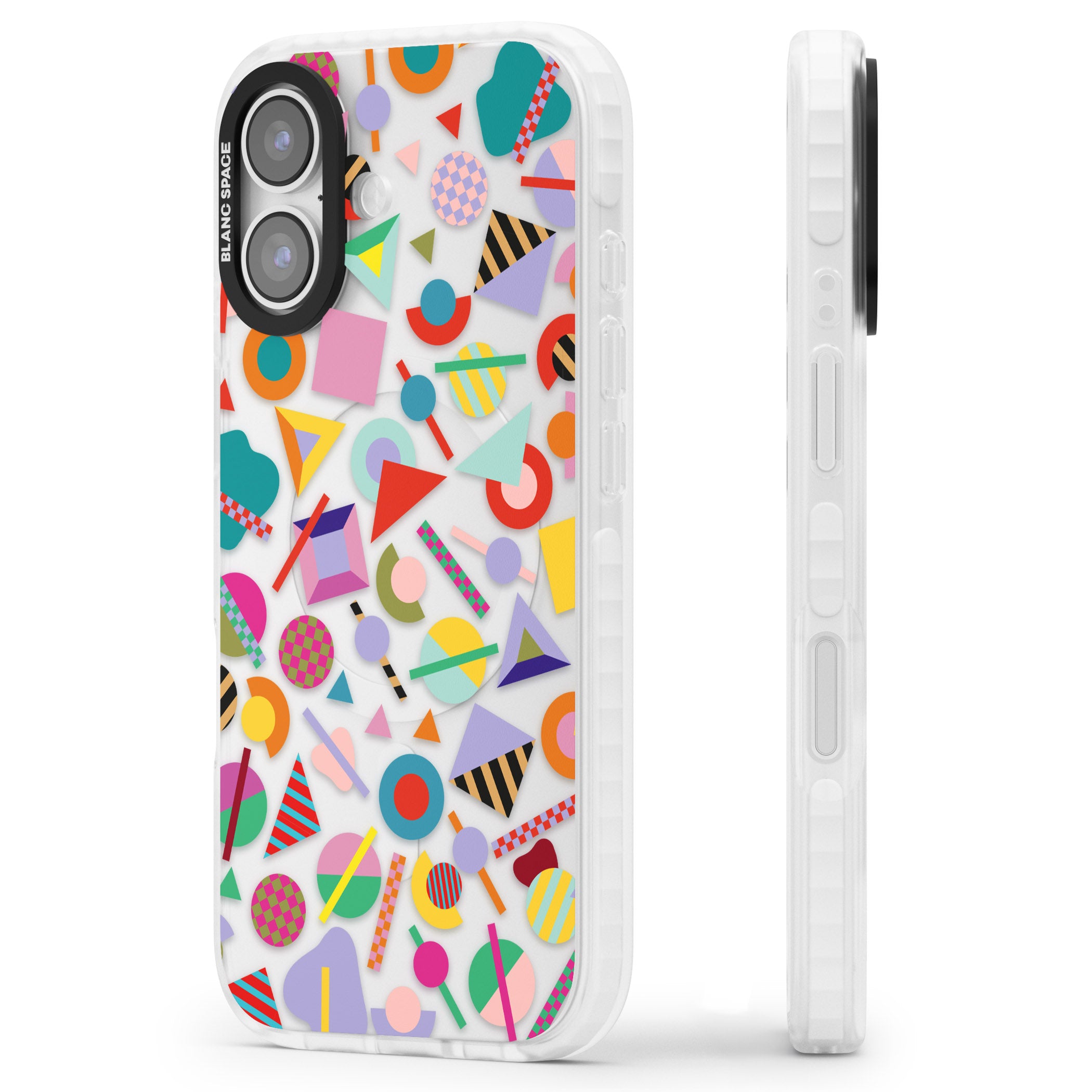 Retro Carnival Shapes iPhone 17 Impact Clear Phone Case Side Profile