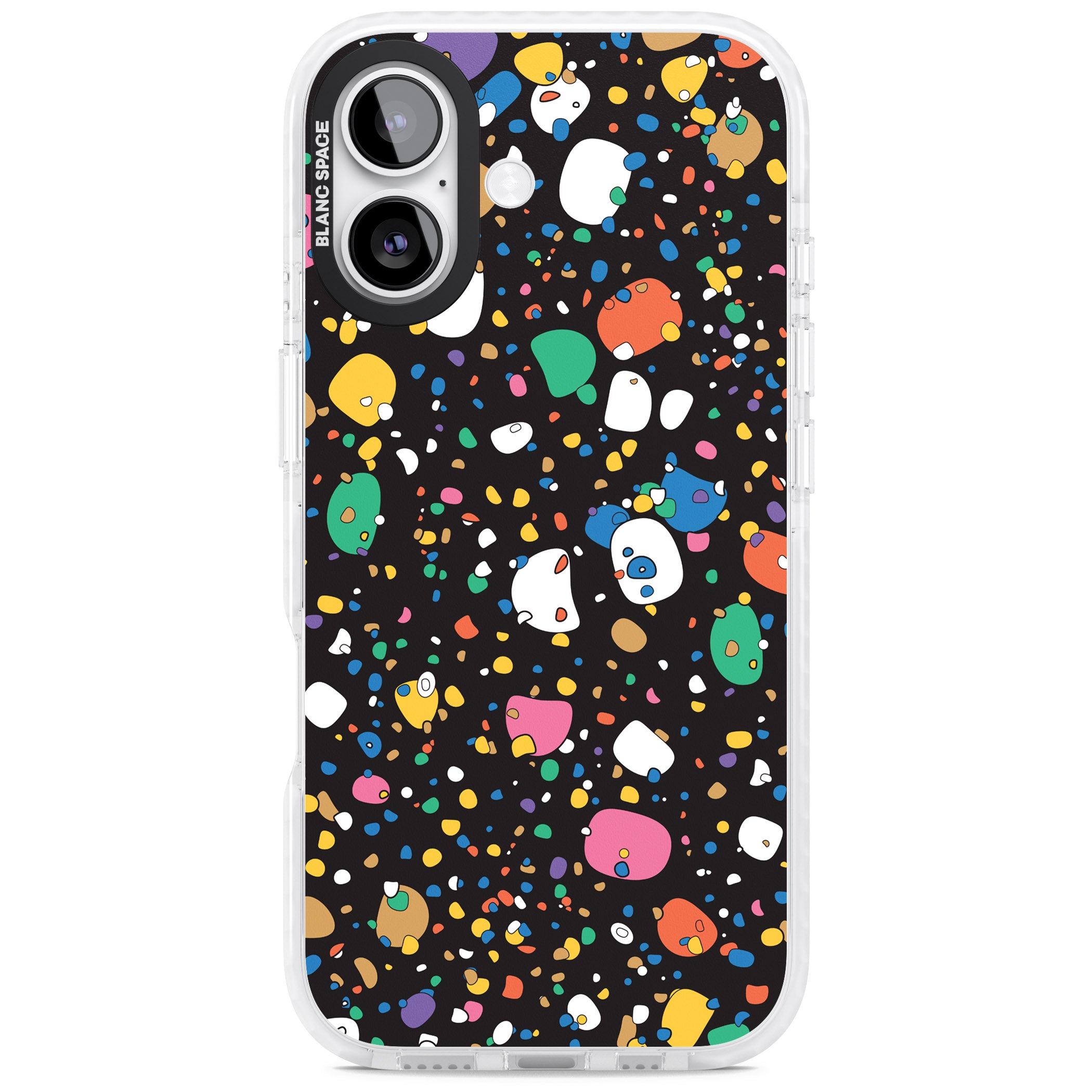 Colourful Confetti Pebbles (Black) iPhone 17 Impact Clear Phone Case