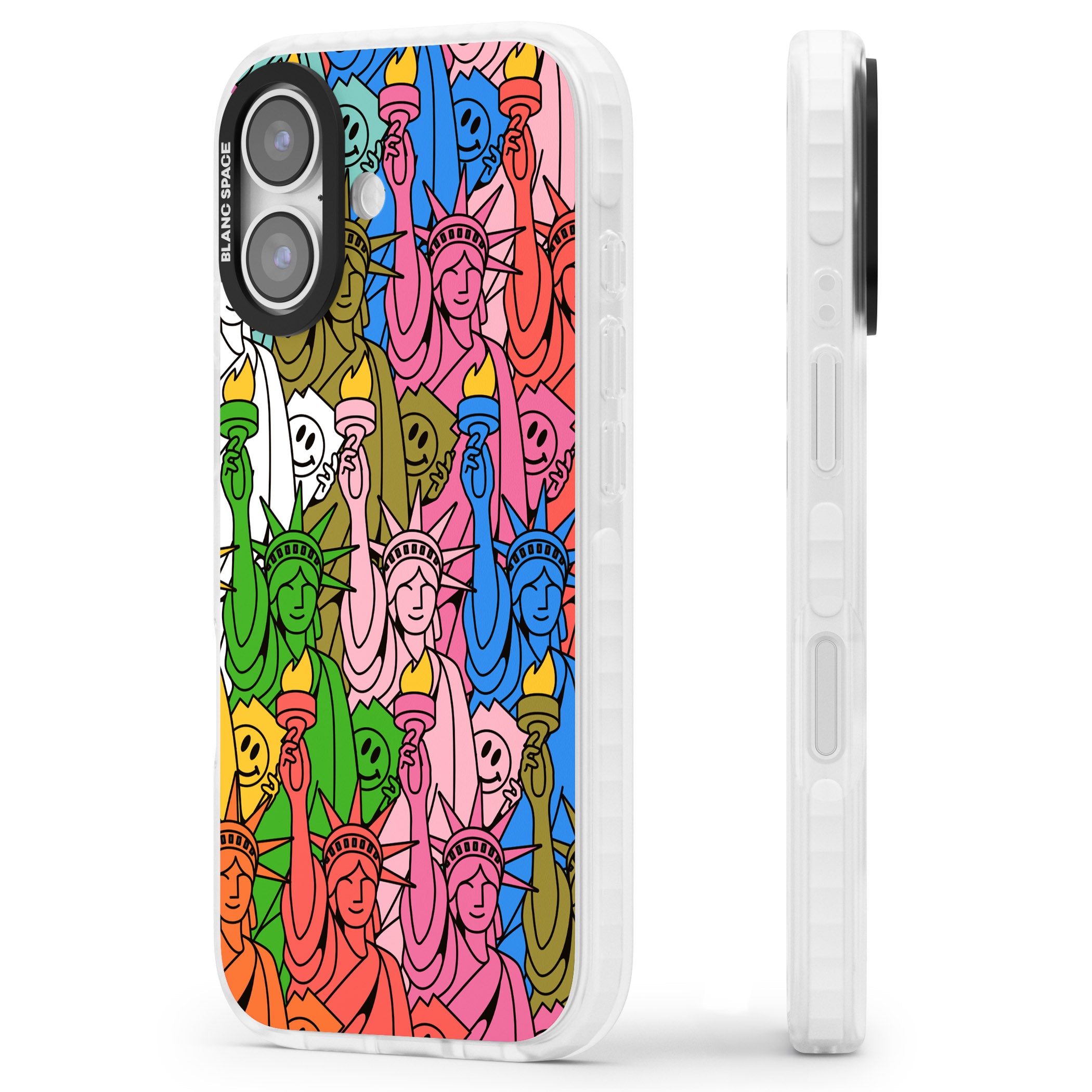 Multicolour Liberty Pattern iPhone 17 Impact Clear Phone Case Side Profile