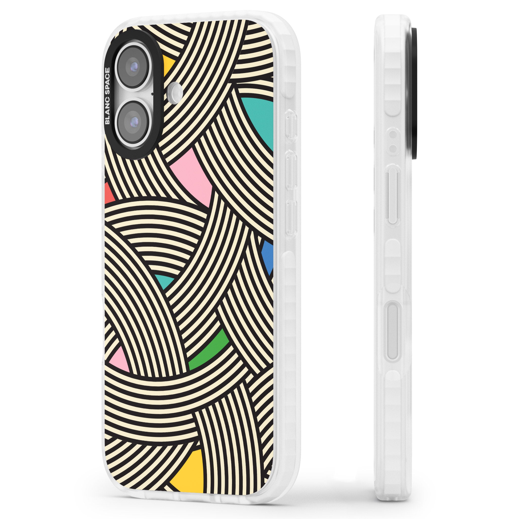 Multicolour Optic Waves iPhone 17 Impact Clear Phone Case Side Profile
