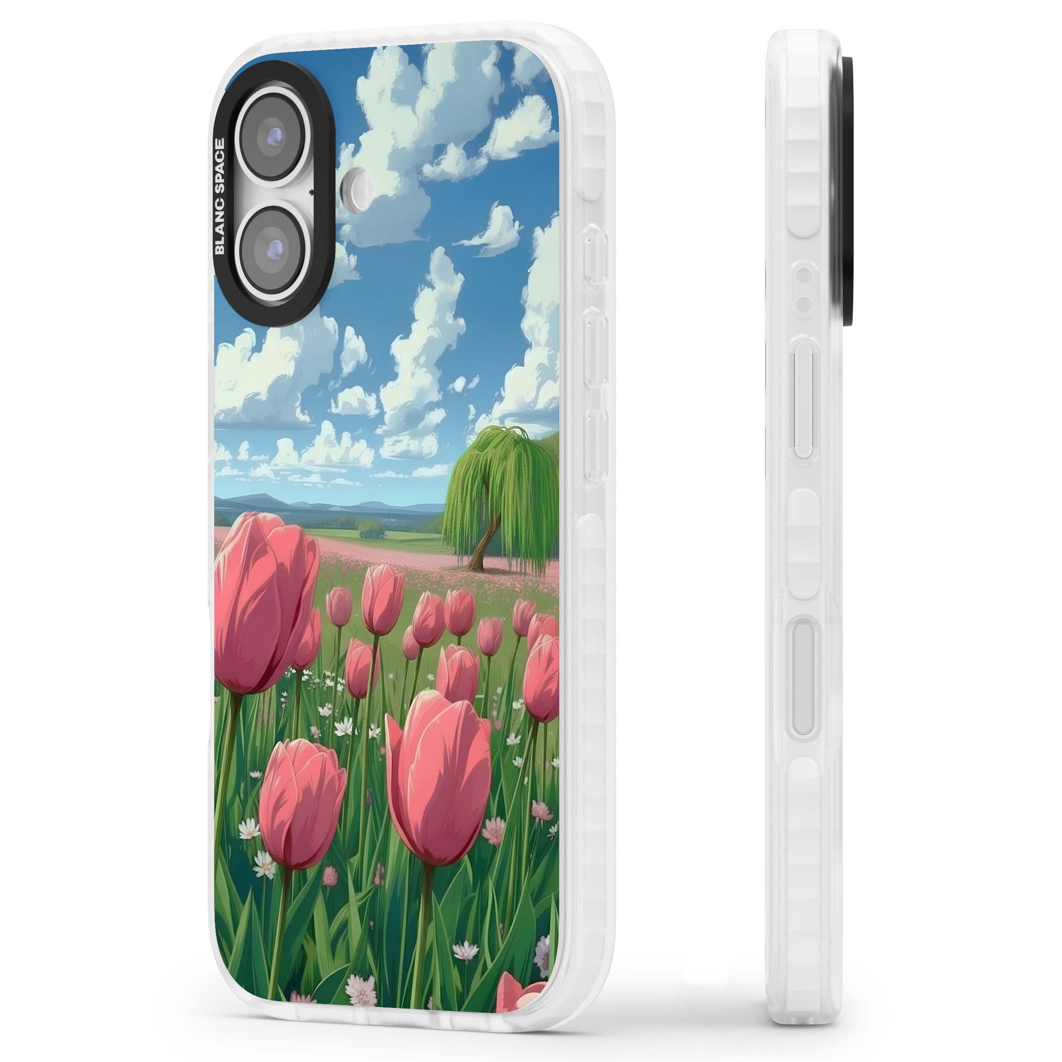 Willow By The Pink Tulips floral iPhone case | Black Impact case for iPhone 17