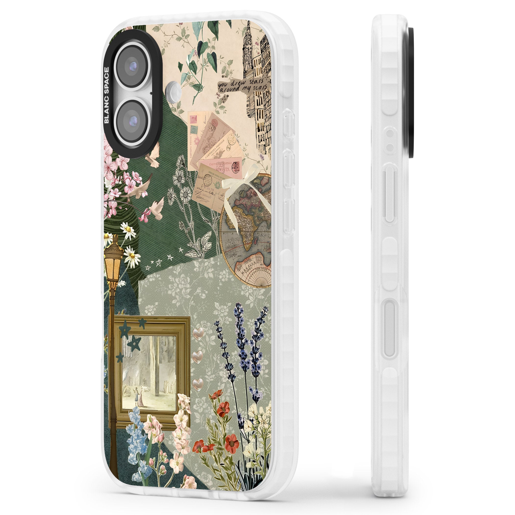Vintage Spring Collage iPhone 17 Impact Clear Phone Case Side Profile