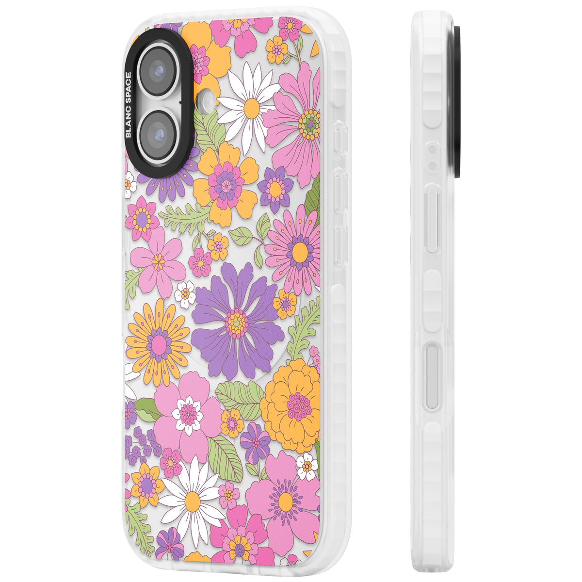 Soft Flowers iPhone 16 / iPhone 16 Plus / iPhone 17 Impact Clear Phone Case side