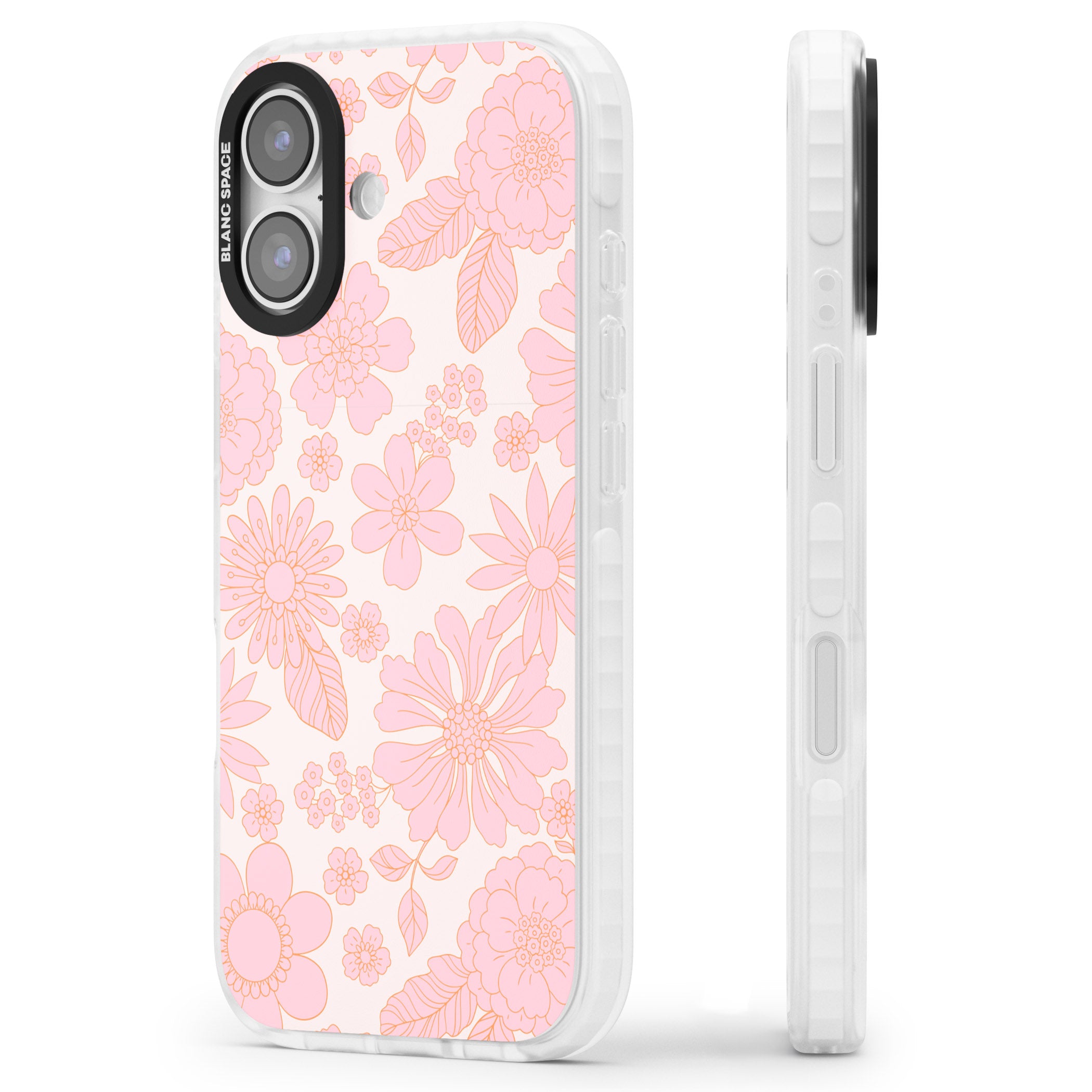 Gentle Pink Flowers iPhone 17 Impact Clear Phone Case Side Profile