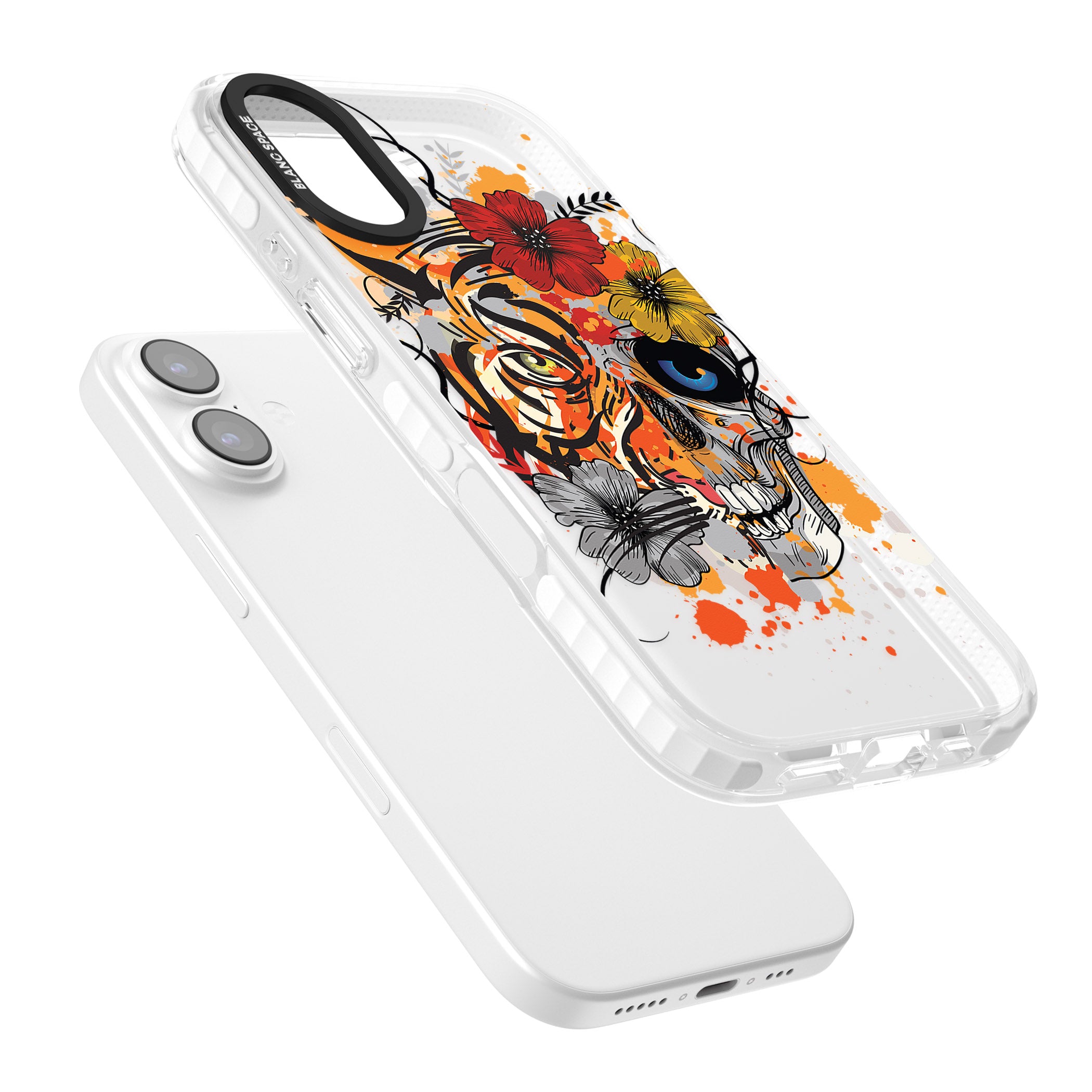 Sugar Skull Tiger Floral iPhone 17 Impact Clear Phone Case Colours