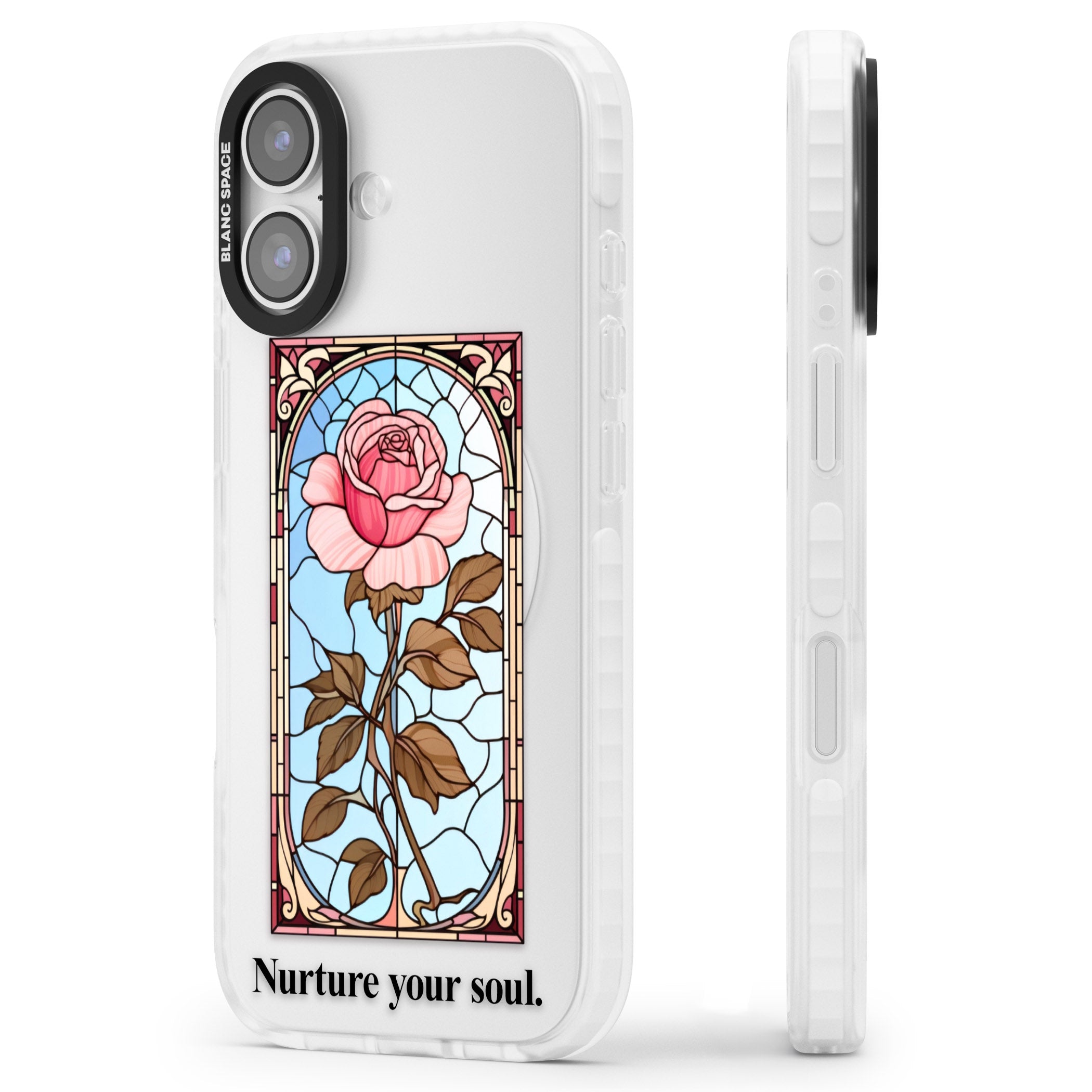 Nurture Your Soul iPhone 17 Impact Clear Phone Case Side Profile