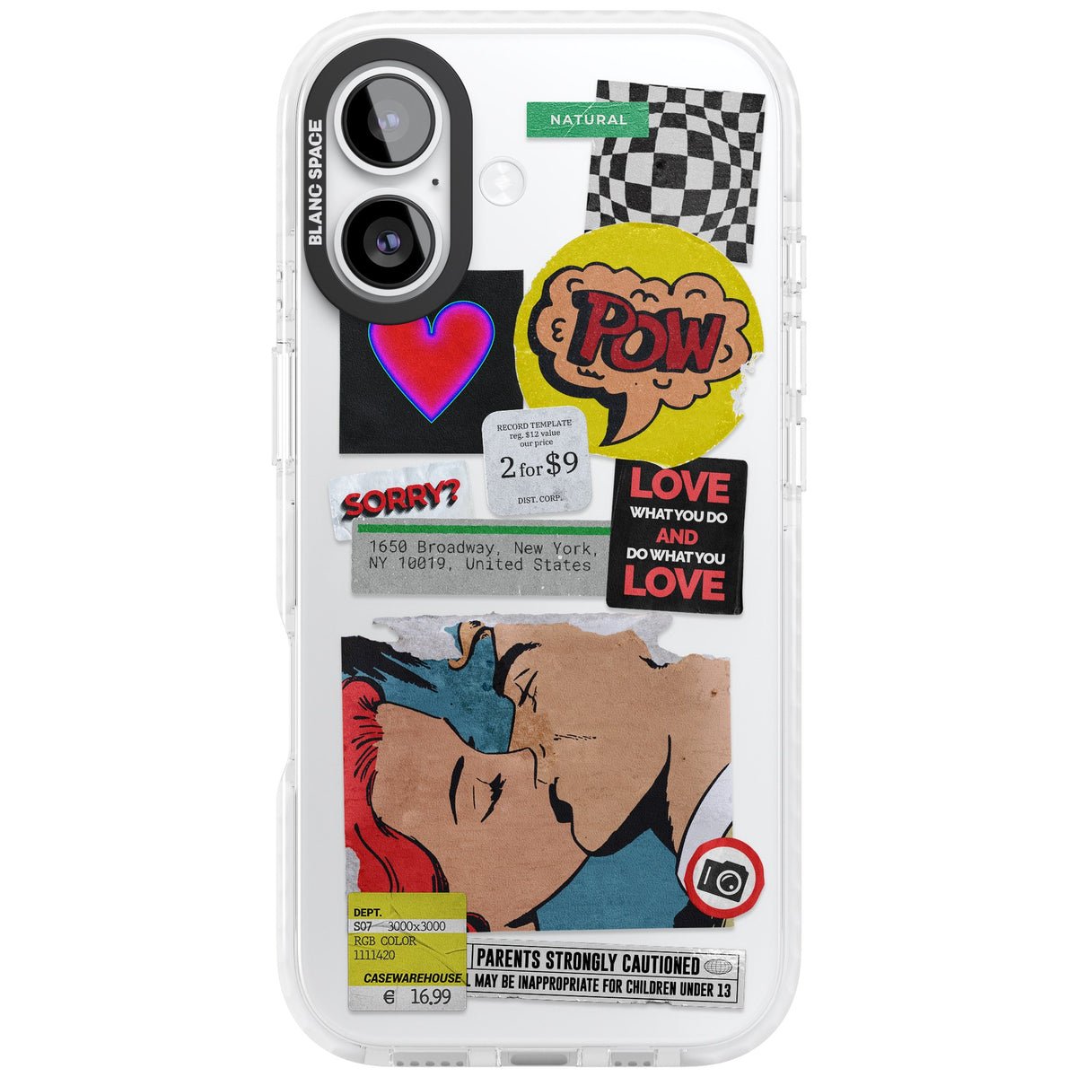 Retro Sticker Mix iPhone 16 / iPhone 16 Plus / iPhone 17 Impact Clear Phone Case front