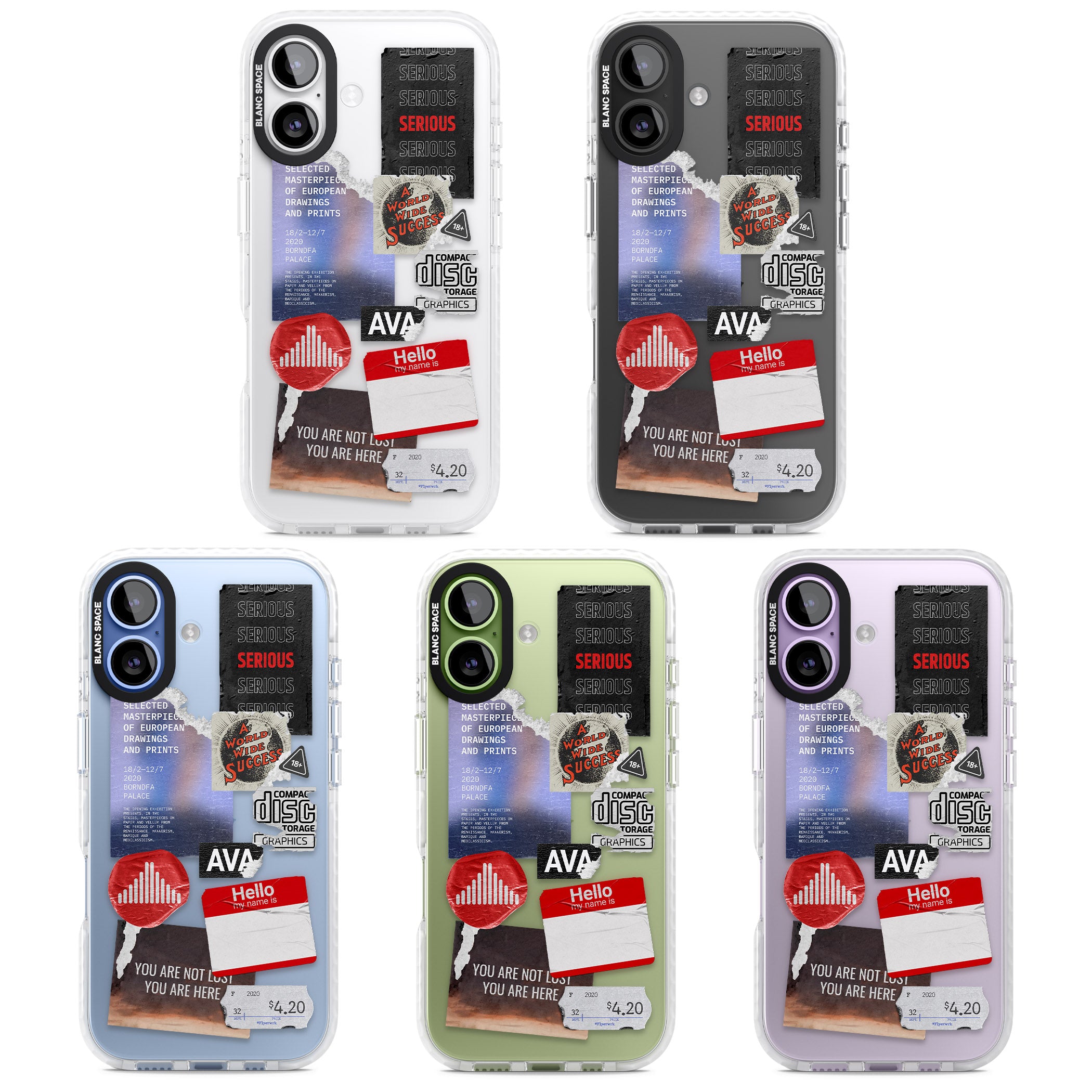 Red & Black Sticker Mix iPhone 17 Impact Clear Phone Case APT Impact Protection