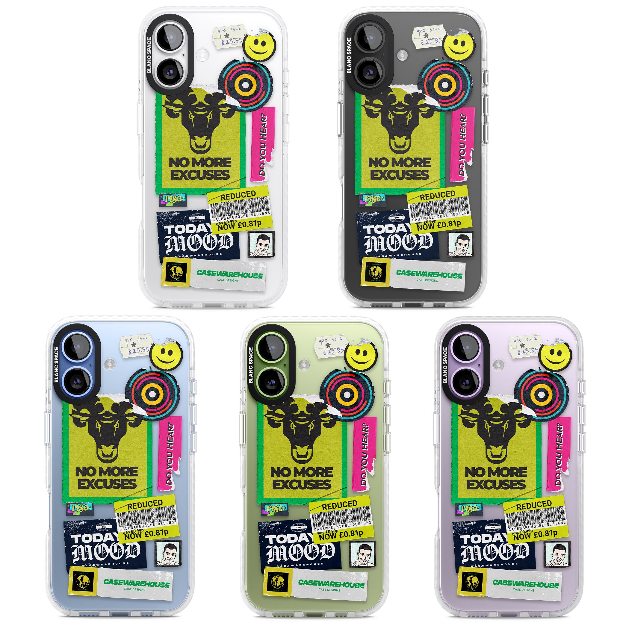 No More Excuses Sticker Mix iPhone 17 Impact Clear Phone Case APT Impact Protection