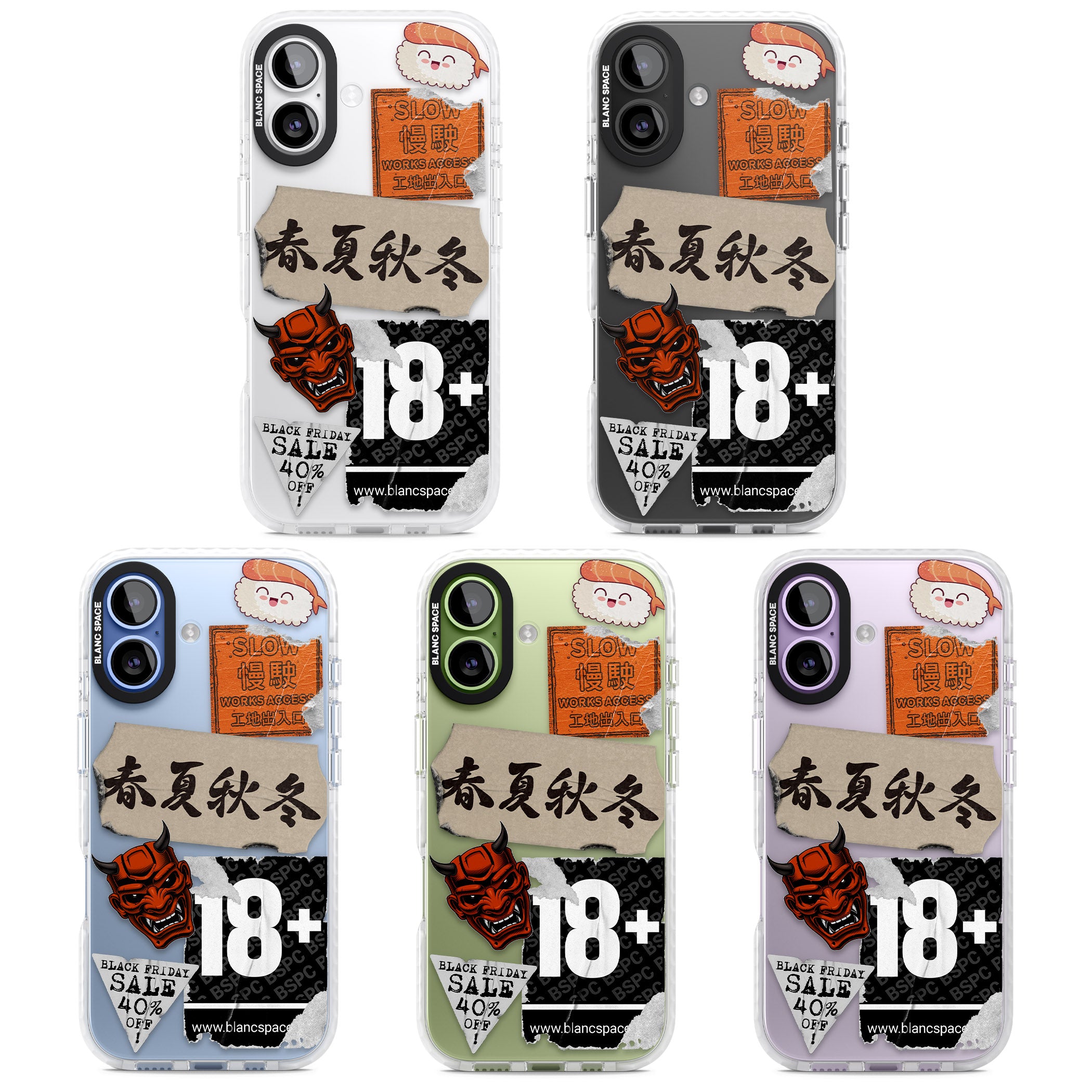 Asian Sticker Mix iPhone 17 Impact Clear Phone Case APT Impact Protection