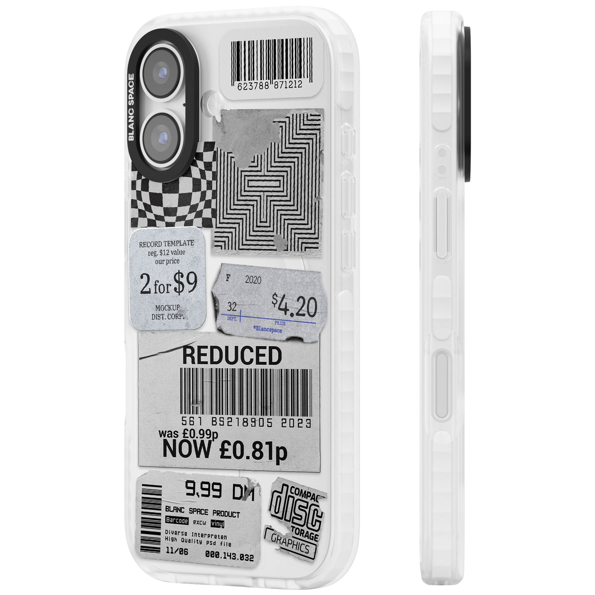White Sticker Mix iPhone 16 / iPhone 16 Plus / iPhone 17 Impact Clear Phone Case side