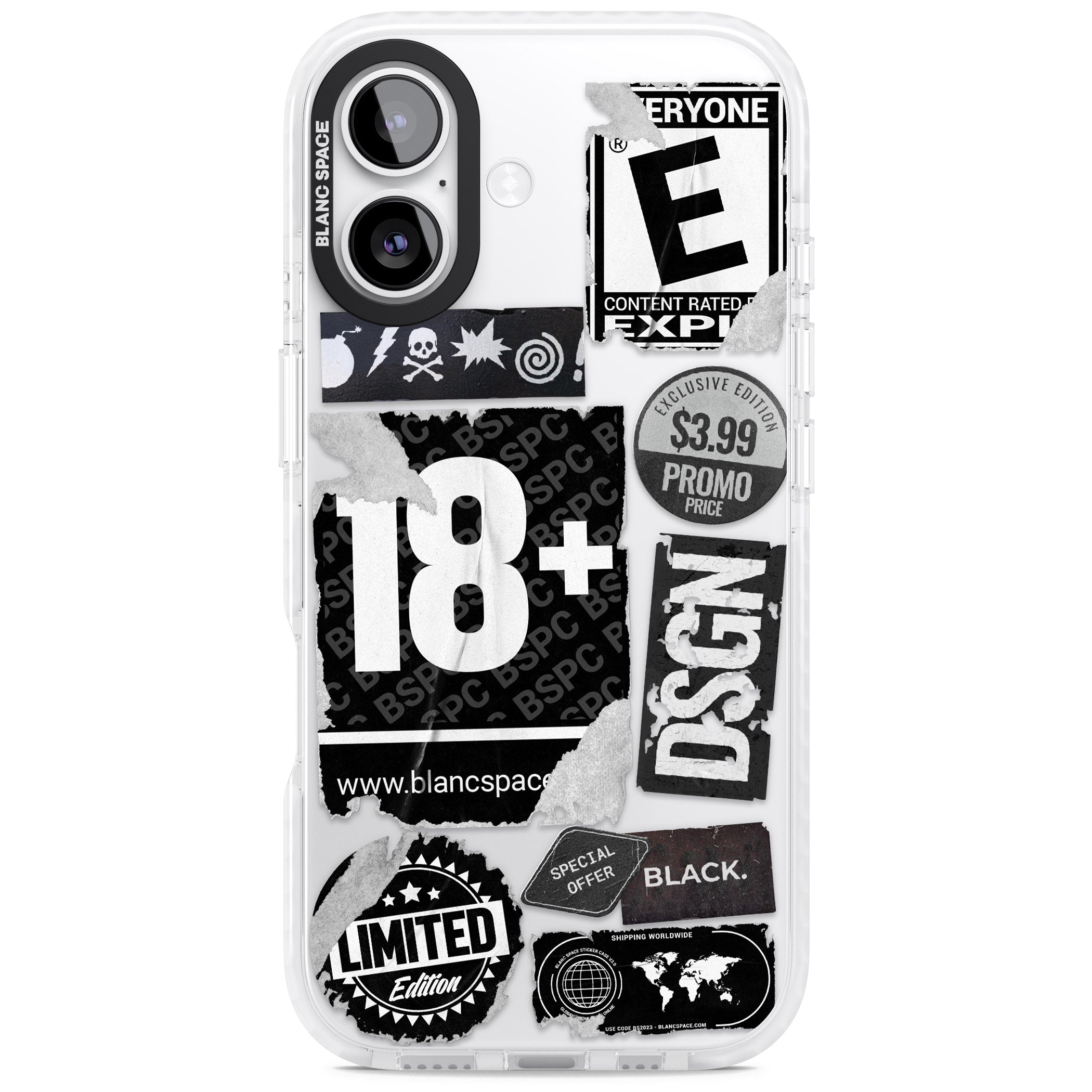 Black Sticker Mix iPhone 17 Impact Clear Phone Case