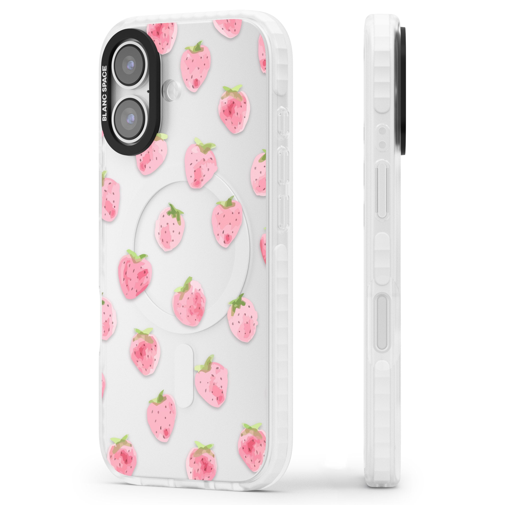 Classic Strawberry iPhone 17 Impact Clear Phone Case Side Profile