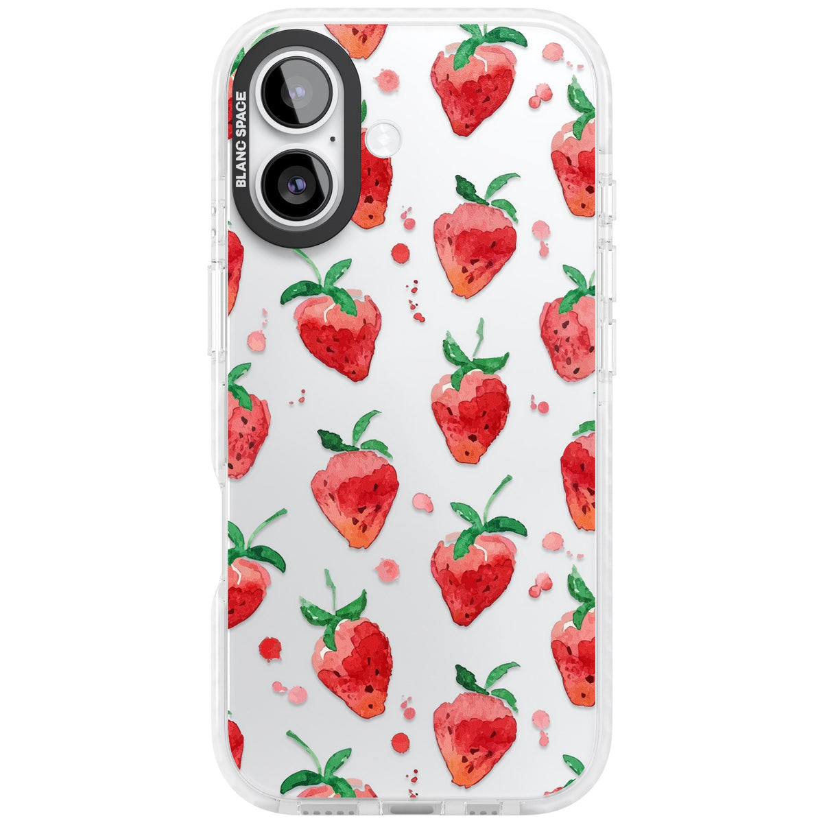 Strawberry Watercolour iPhone 16 / iPhone 16 Plus / iPhone 17 Impact Clear Phone Case front