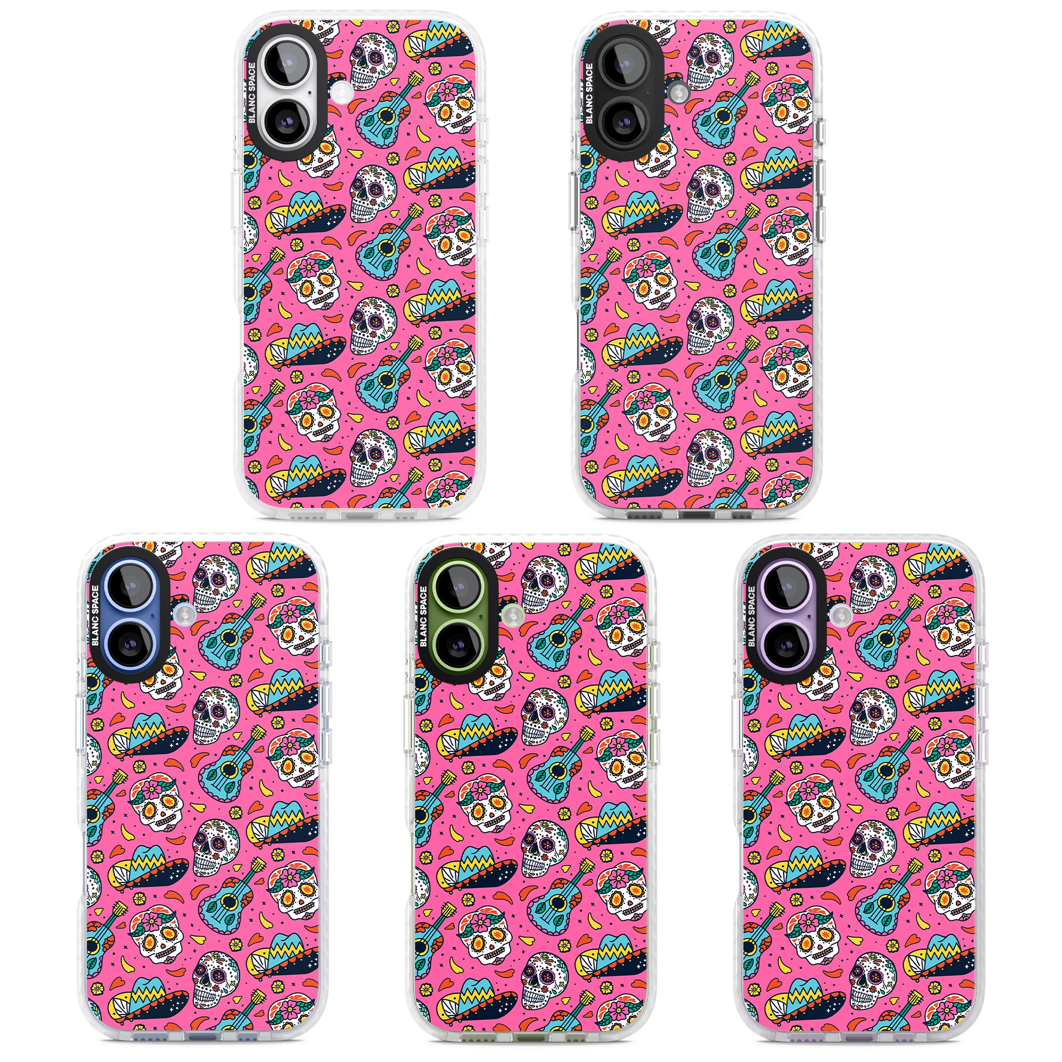 Pink Day Of The Dead Pattern iPhone 17 Impact Clear Phone Case APT Impact Protection