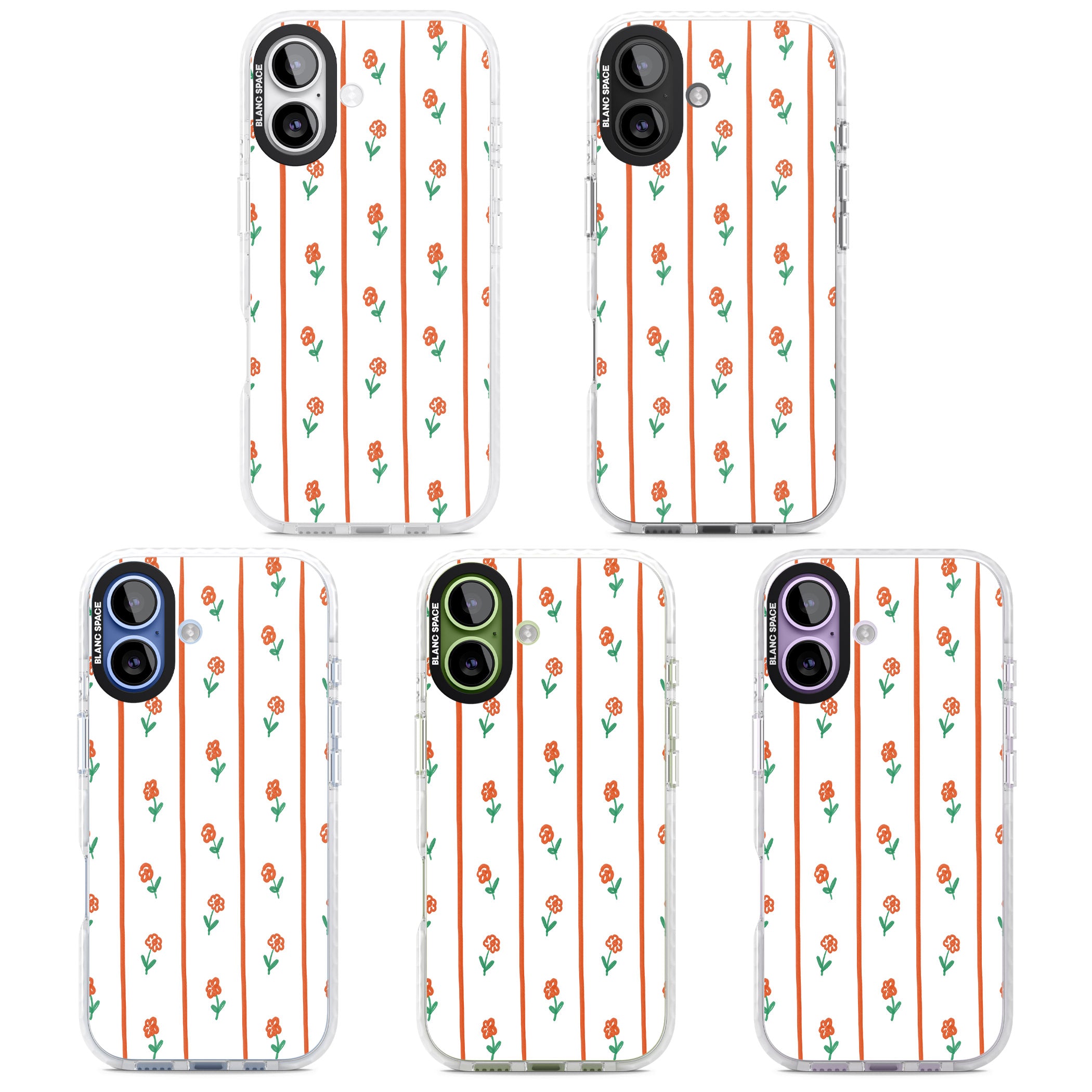 Minimal Floral Stripe iPhone 17 Impact Clear Phone Case APT Impact Protection