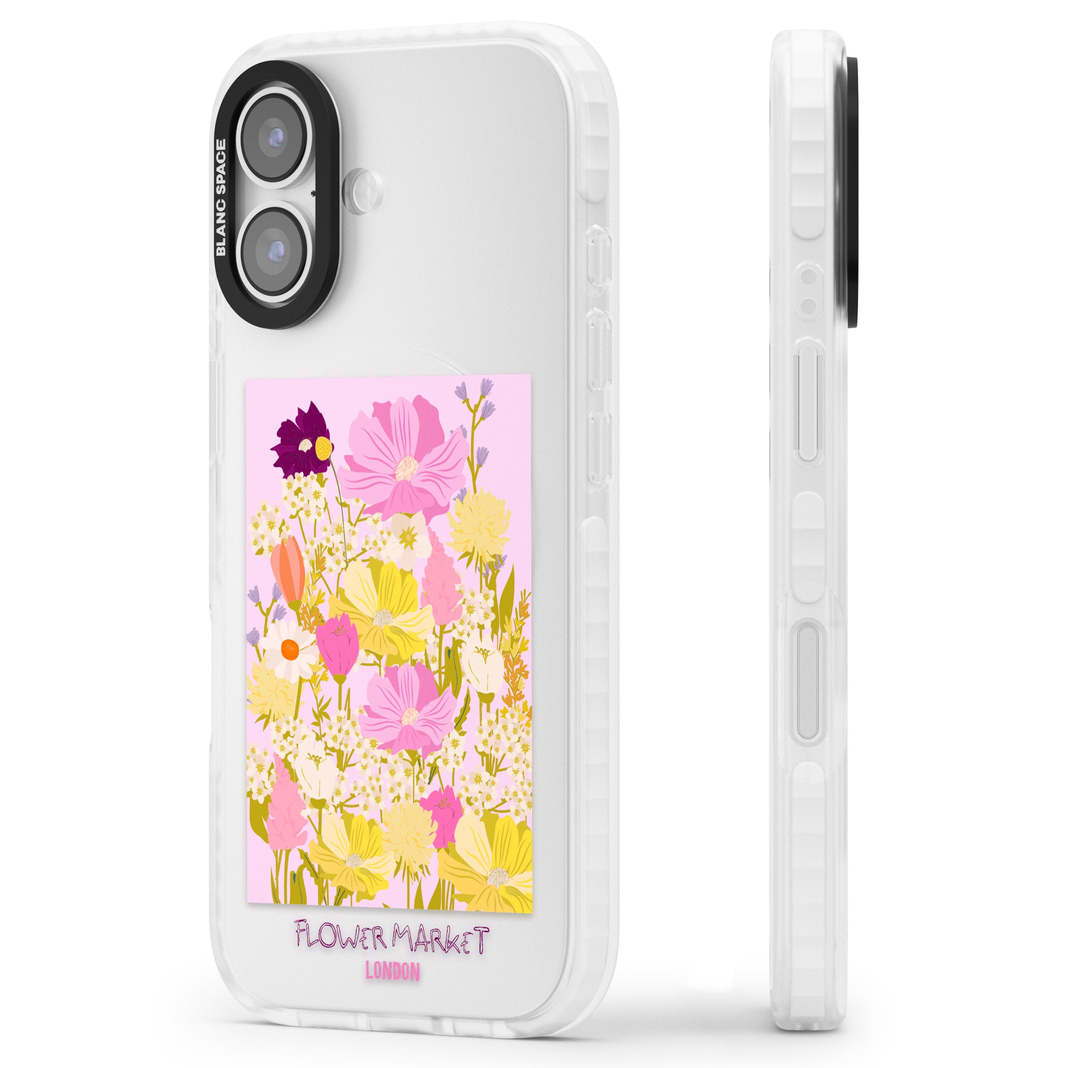 Flower Market iPhone 17 Impact Clear Phone Case Side Profile