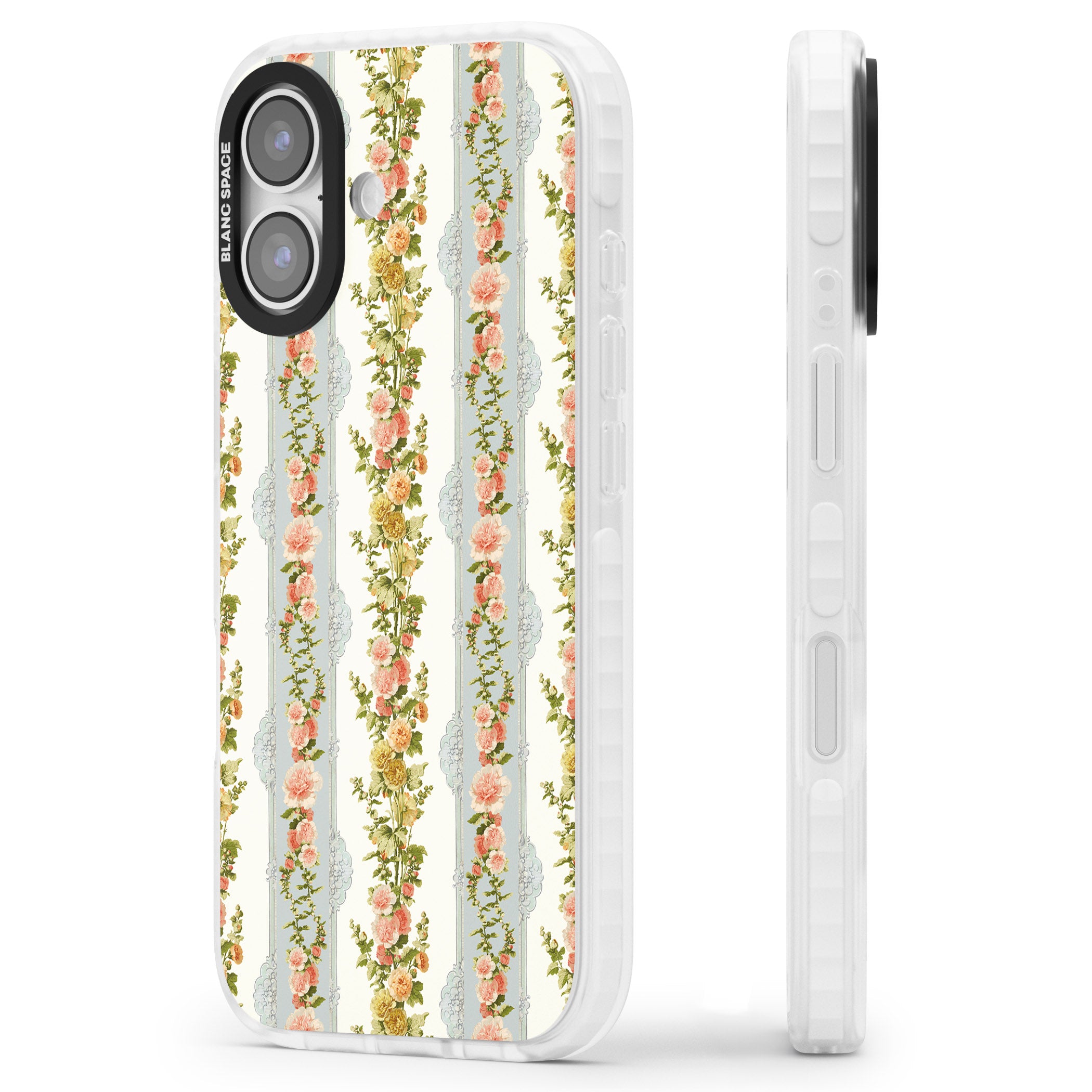 Vintage Floral Stripes iPhone 17 Impact Clear Phone Case Side Profile