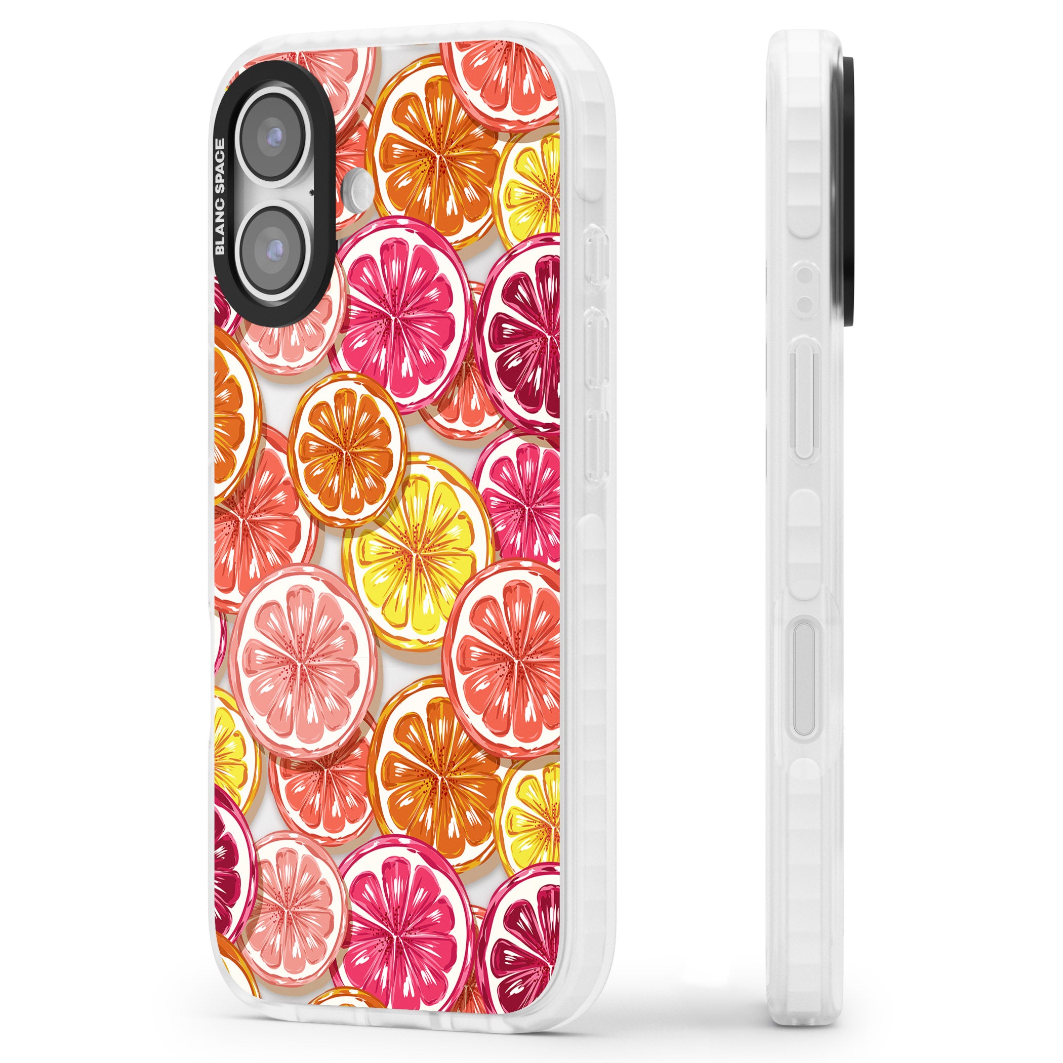 Citrus Fiesta iPhone 17 Impact Clear Phone Case Side Profile